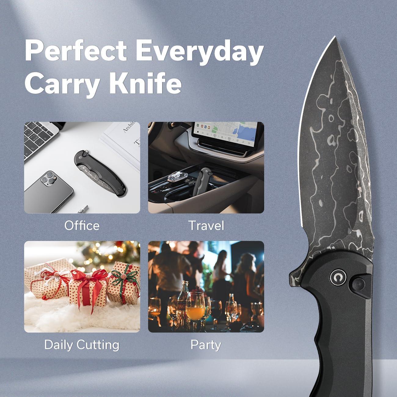 Cuchillo de Bolsillo CIVIVI Button Lock Praxis Damasco 9.06 cm