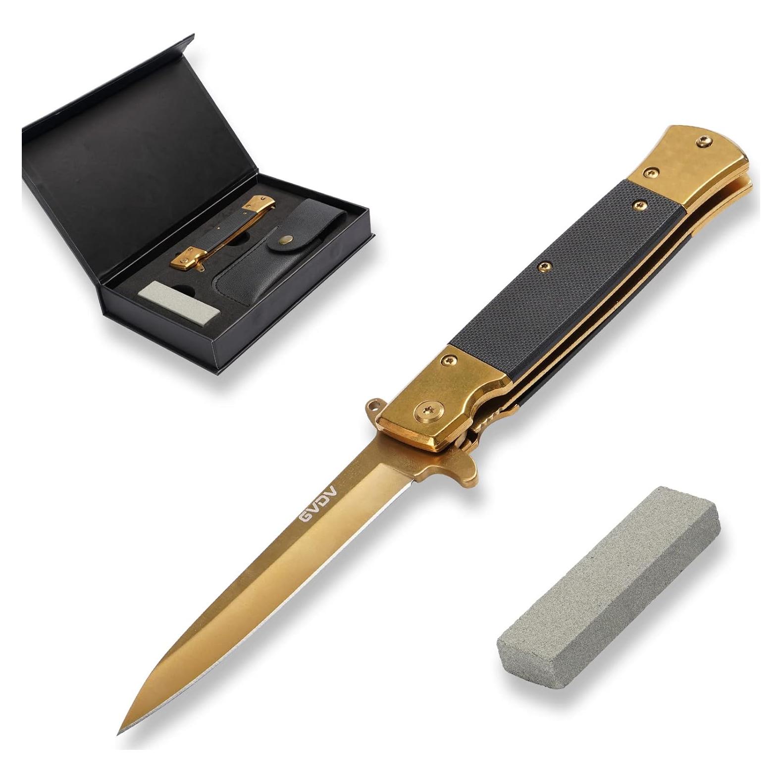 Cuchillo de bolsillo GVDV plegable G10 acero inoxidable 10cm