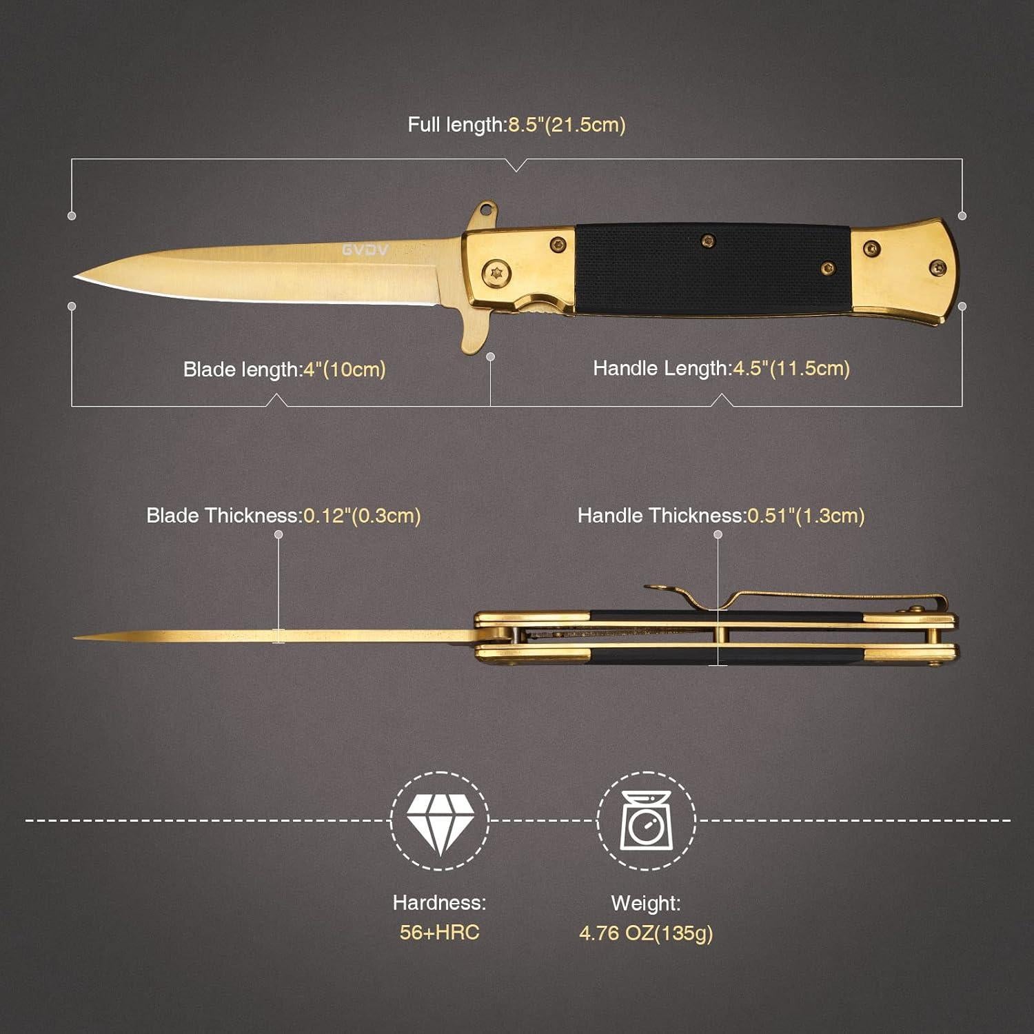 Cuchillo de bolsillo GVDV plegable G10 acero inoxidable 10cm