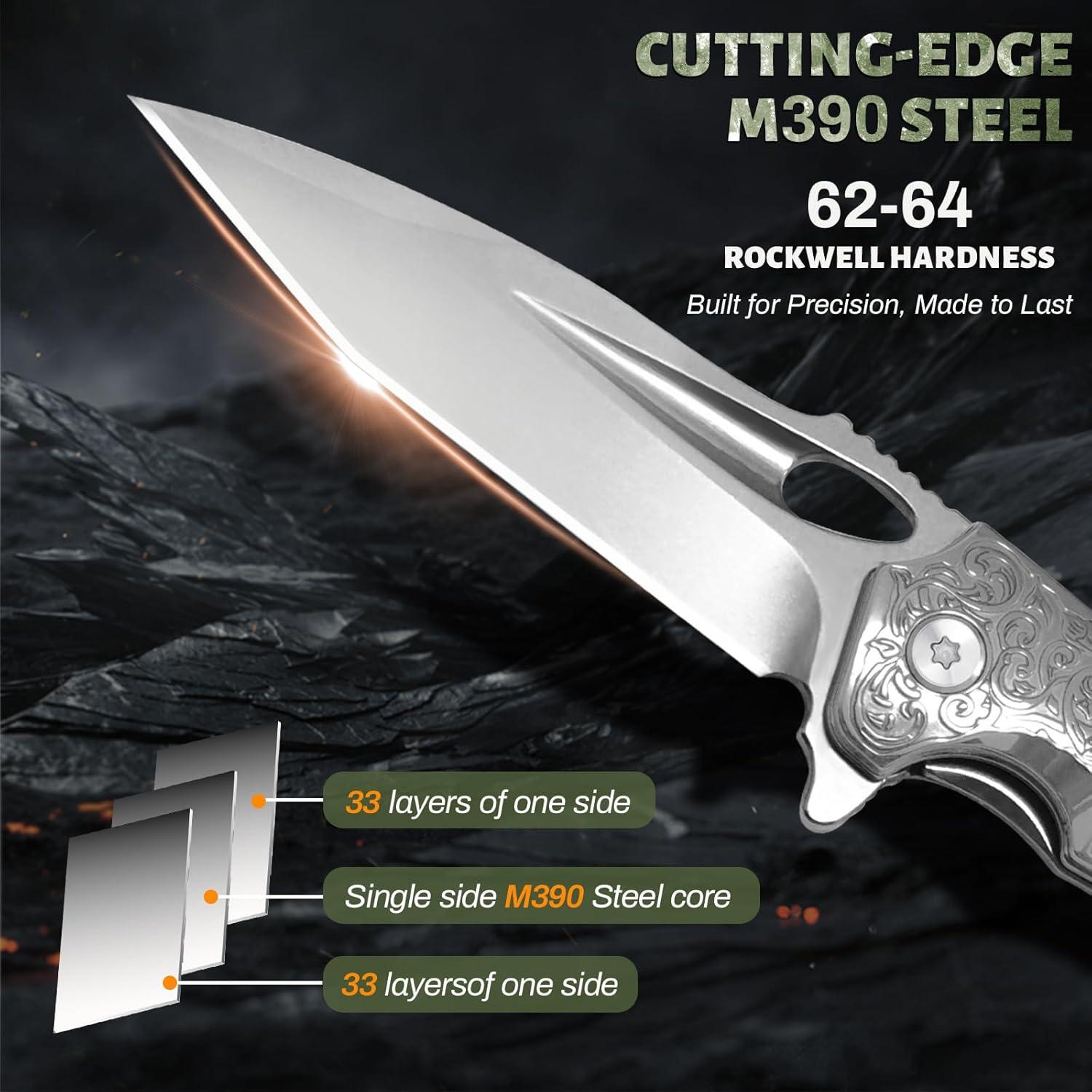 Cuchillo de Caza Plegable WinWire 21.2 cm Acero M390 Marrón