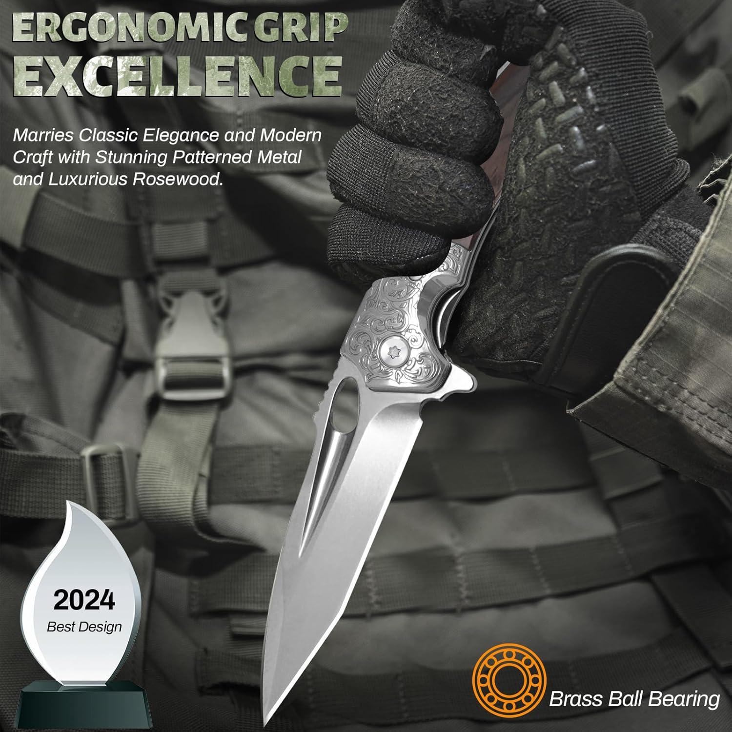 Cuchillo de Caza Plegable WinWire 21.2 cm Acero M390 Marrón