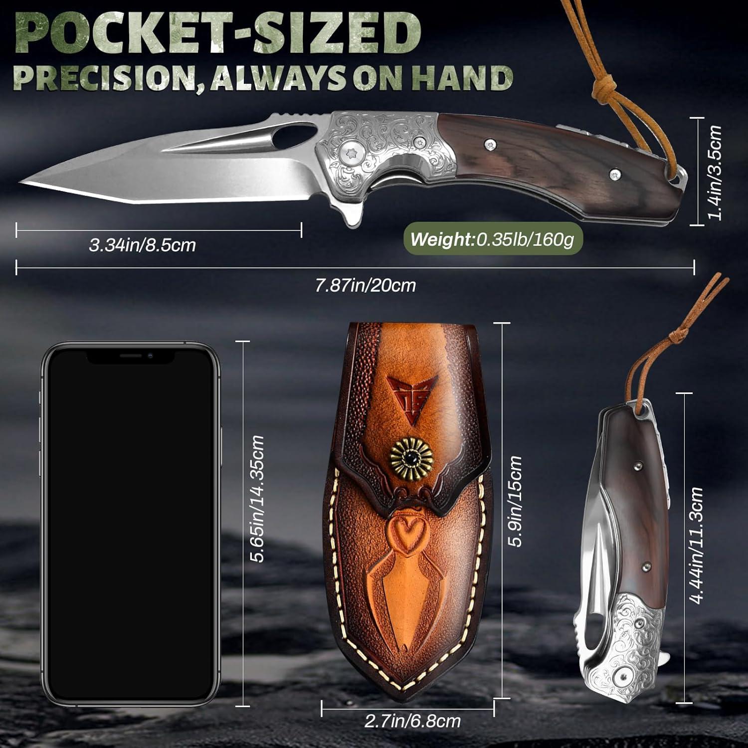 Cuchillo de Caza Plegable WinWire 21.2 cm Acero M390 Marrón