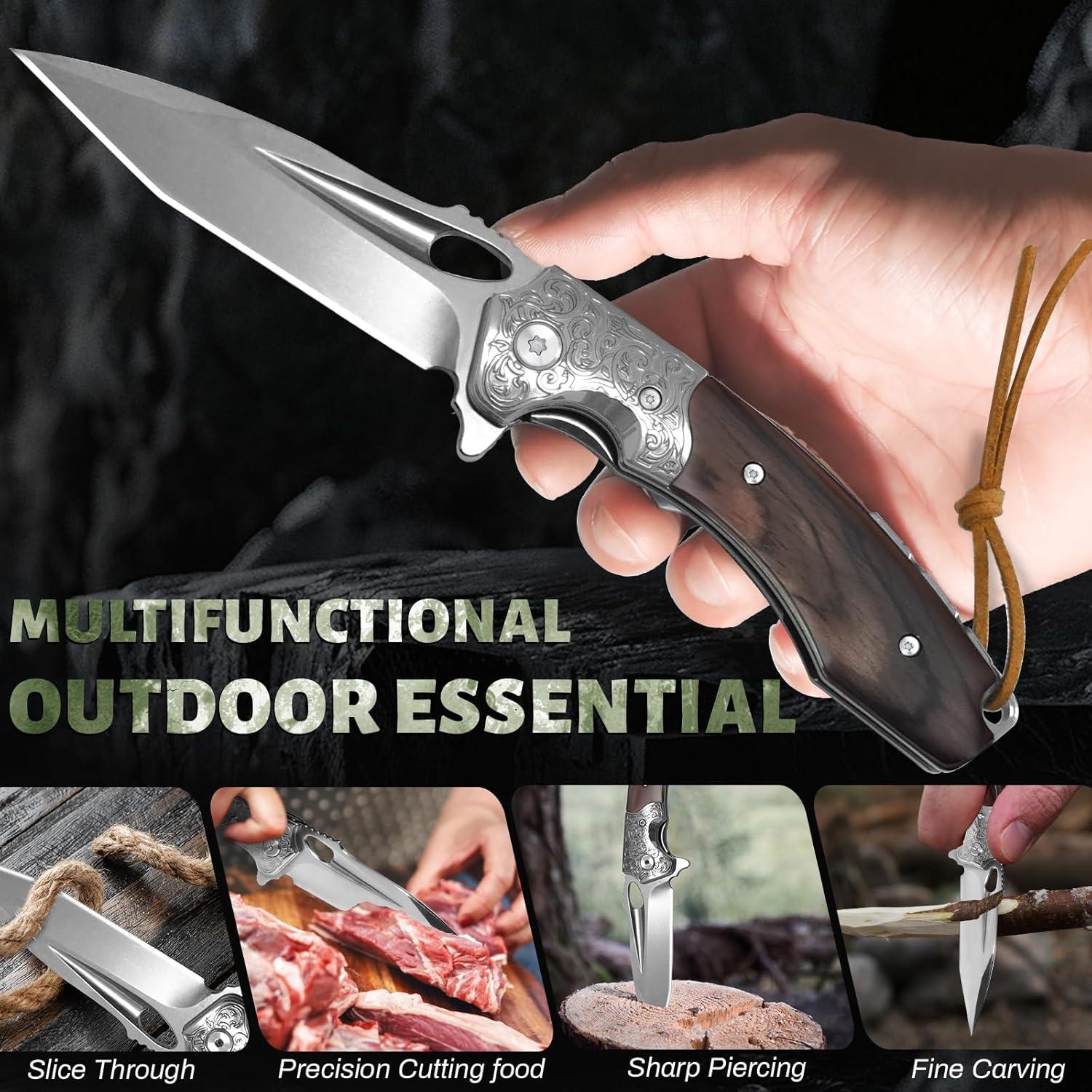 Cuchillo de Caza Plegable WinWire 21.2 cm Acero M390 Marrón