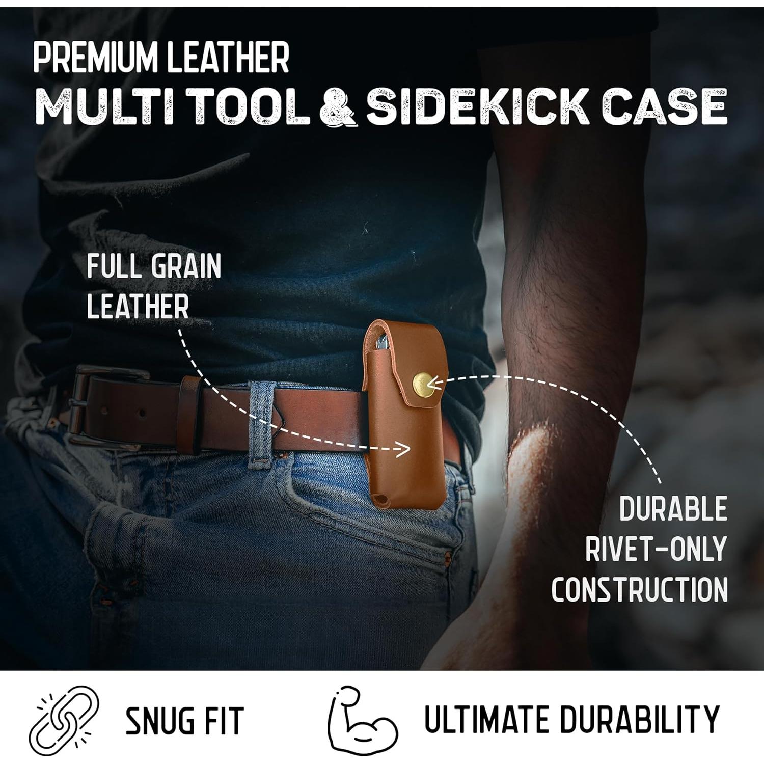 Funda de Cuero American Bench Craft para Leatherman - Marrón