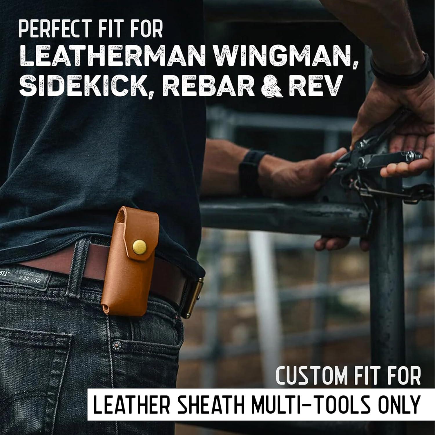 Funda de Cuero American Bench Craft para Leatherman - Marrón