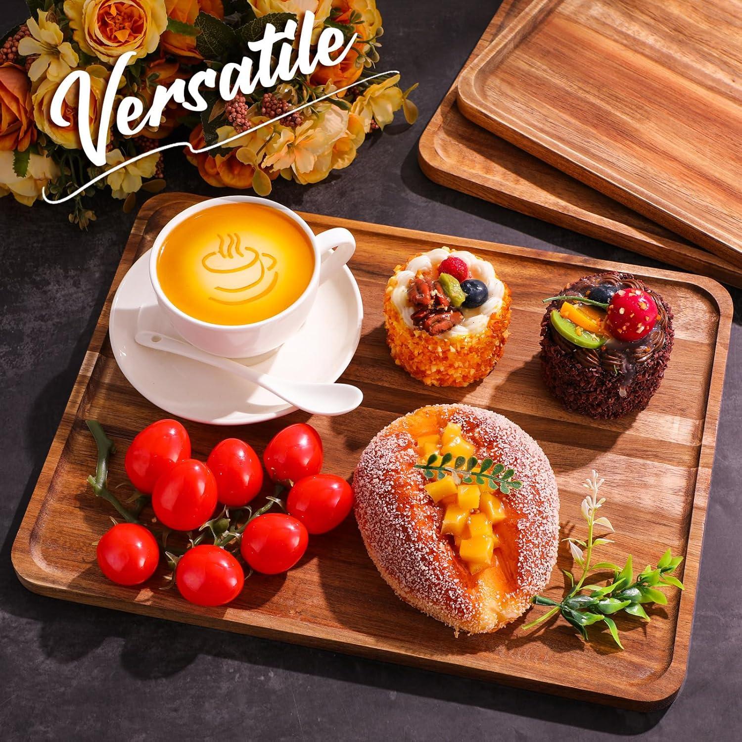 Juego de 5 Bandejas de Madera Acacia Rectangulares 33x23cm