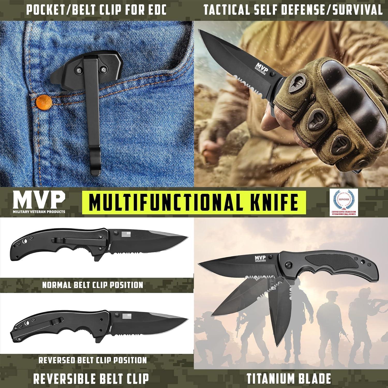 Cuchillo Táctico Plegable MVP 1805-SOT Negro Titanio