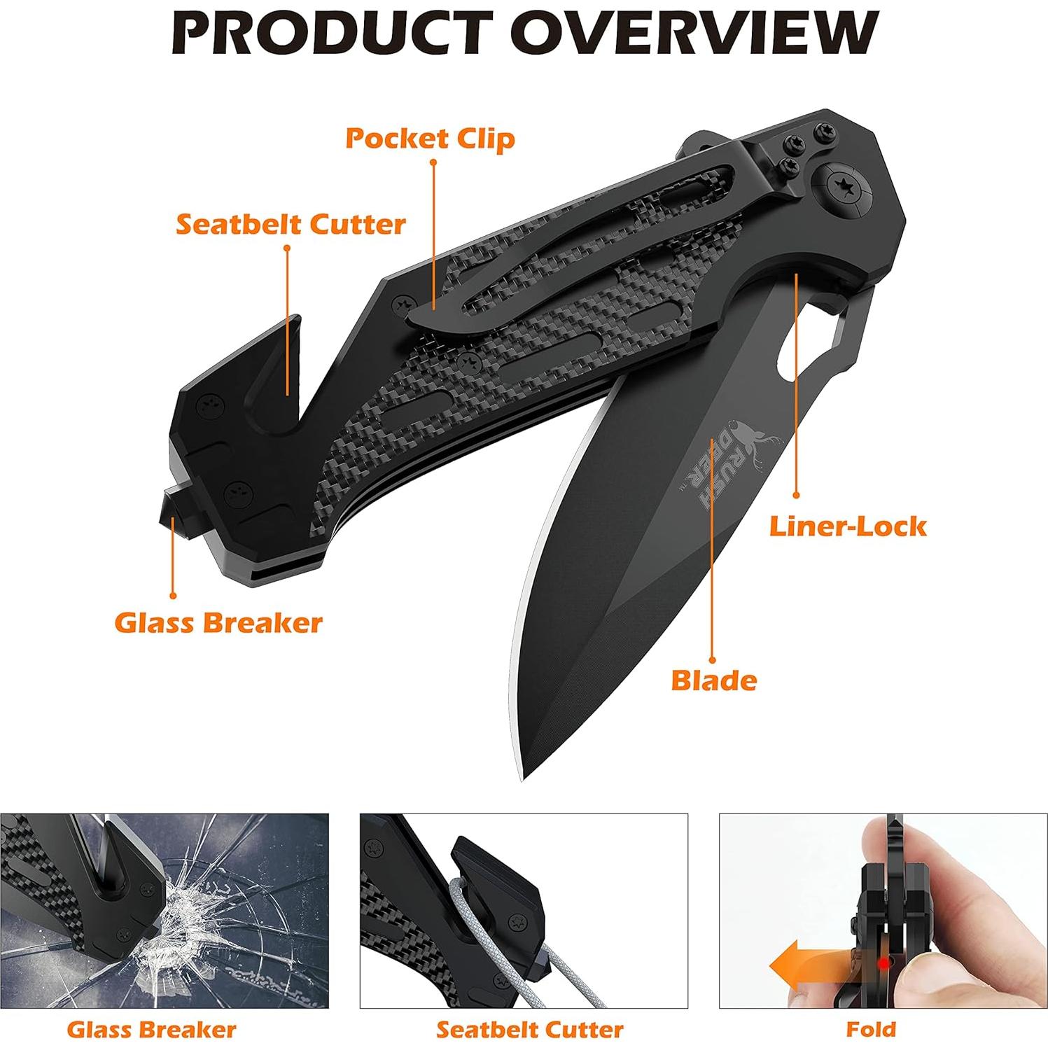 Cuchillo de bolsillo Rush Deer EDC 20.32 cm acero inoxidable