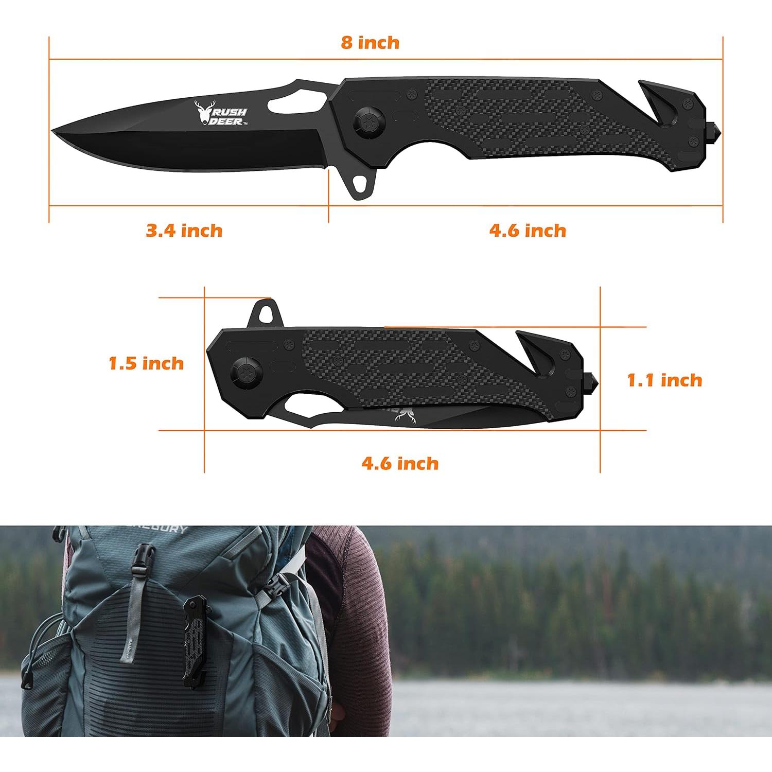 Cuchillo de bolsillo Rush Deer EDC 20.32 cm acero inoxidable