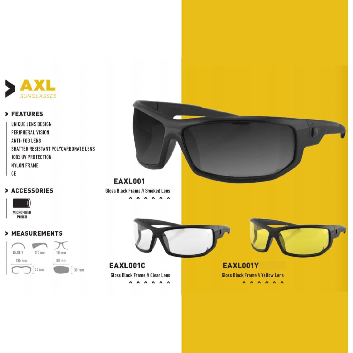 Gafas de Sol Bobster AXL Unisex Negro Brillante con Lentes Antiempañantes