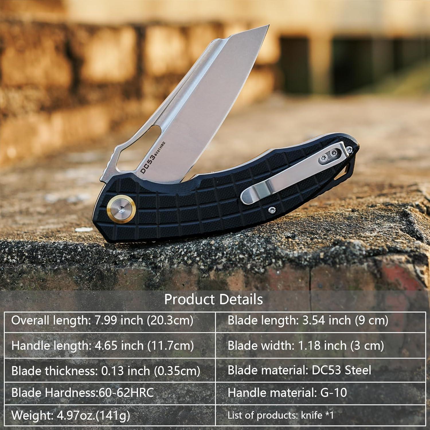 Cuchillo Plegable FORESAIL F2411, Acero DC53, Mango G10, 90mm