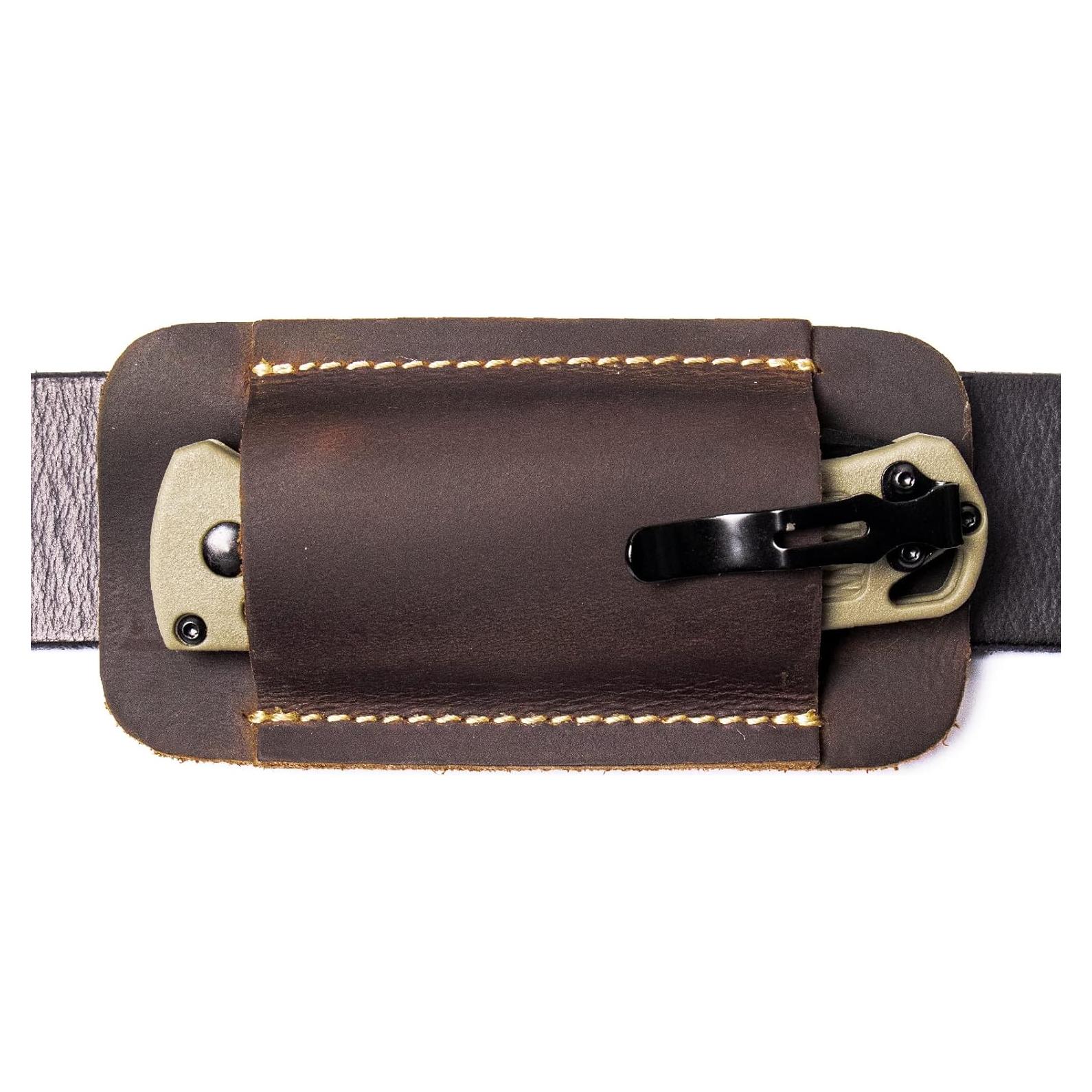 Funda de Cuchillo de Cuero Topstache Pequeña Marrón Oscuro