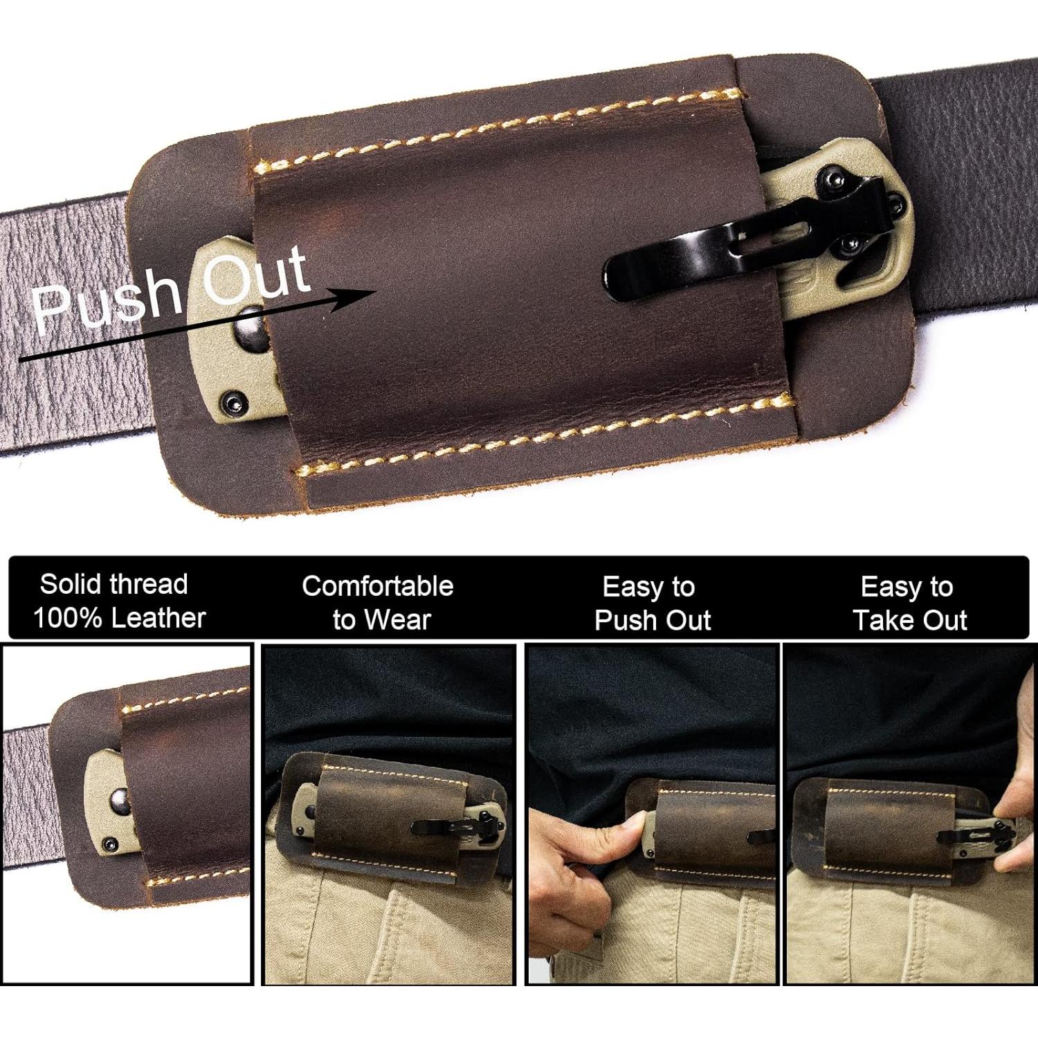 Funda de Cuchillo de Cuero Topstache Pequeña Marrón Oscuro