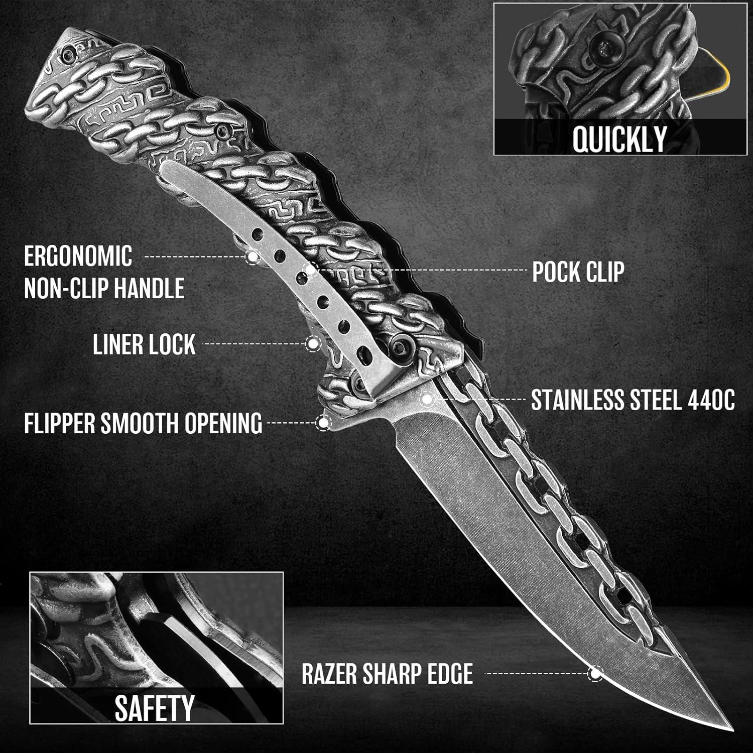 Cuchillo de Bolsillo NedFoss Chain-BK 8.9 cm Plegable Negro