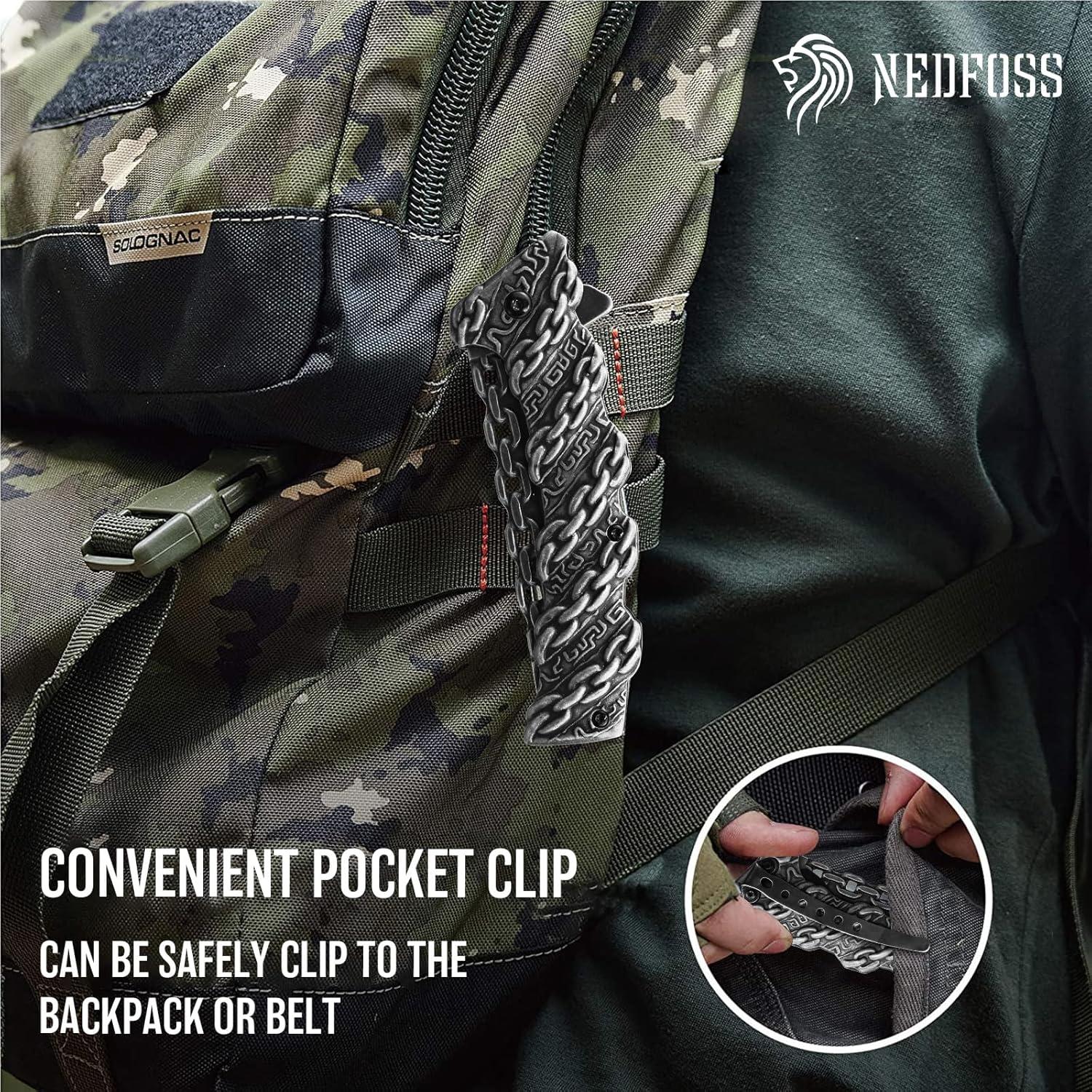 Cuchillo de Bolsillo NedFoss Chain-BK 8.9 cm Plegable Negro