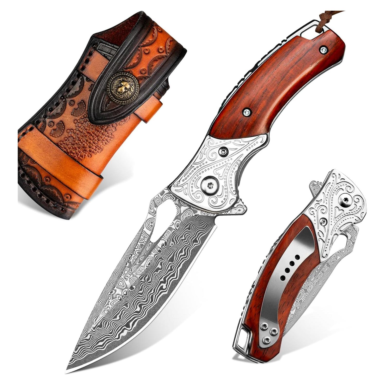 Cuchillo de Bolsillo Damasco NedFoss Heron 2.8" Hoja VG10