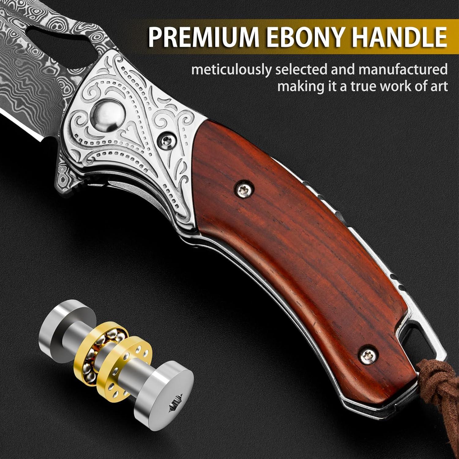 Cuchillo de Bolsillo Damasco NedFoss Heron 2.8" Hoja VG10