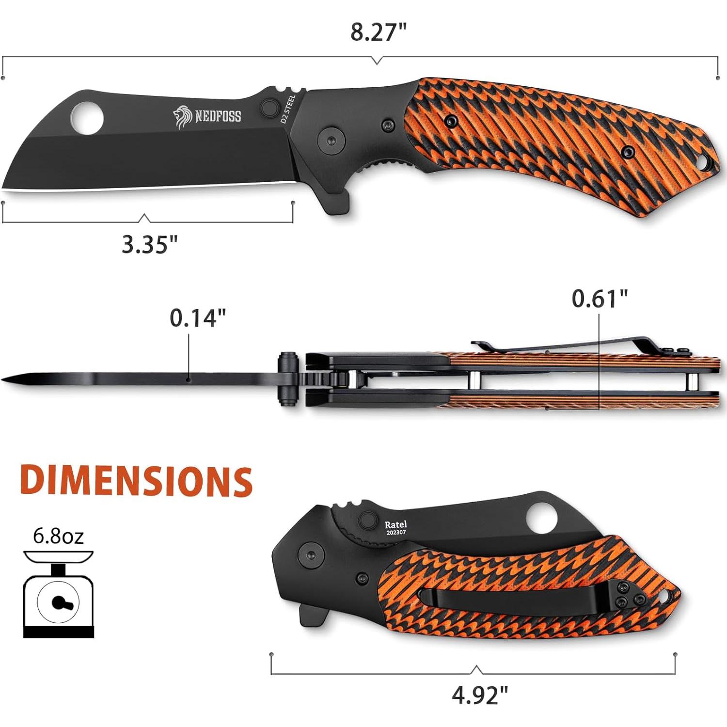 Cuchillo Plegable NedFoss Ratel 8.5 cm Acero D2 Mango G10