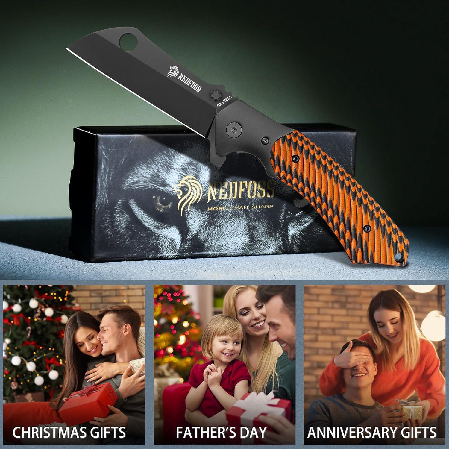 Cuchillo Plegable NedFoss Ratel 8.5 cm Acero D2 Mango G10