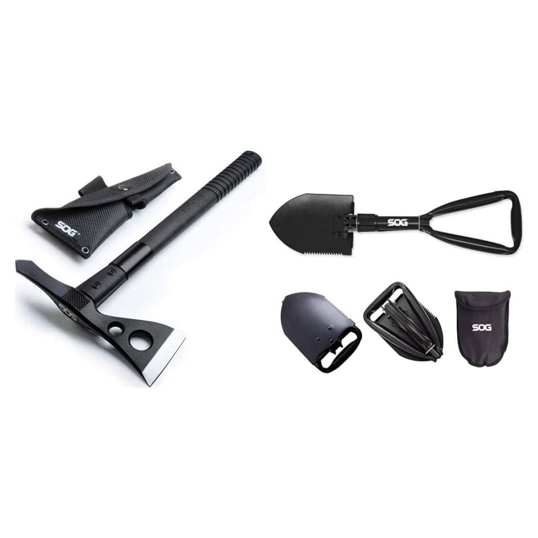Hacha Táctica SOG Tomahawk y Pala Plegable 46.36 cm Negra