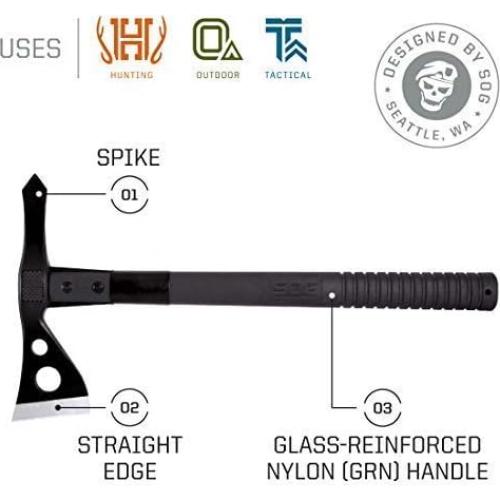 Hacha Táctica SOG Tomahawk y Pala Plegable 46.36 cm Negra