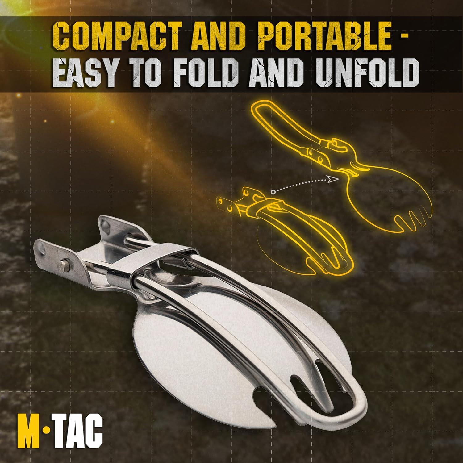 Spork Plegable M-Tac de Acero Inoxidable para Camping 15.24 cm