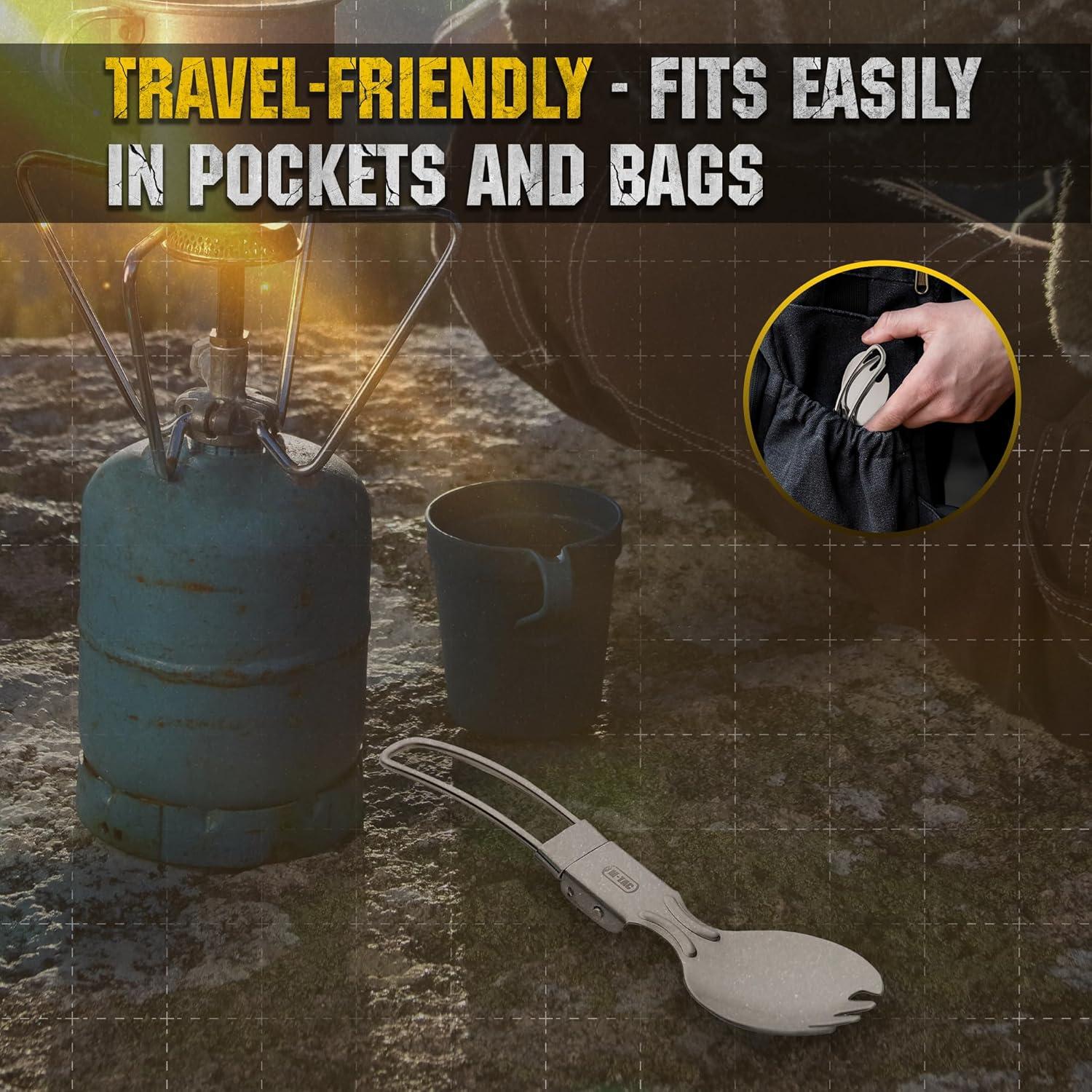 Spork Plegable M-Tac de Acero Inoxidable para Camping 15.24 cm