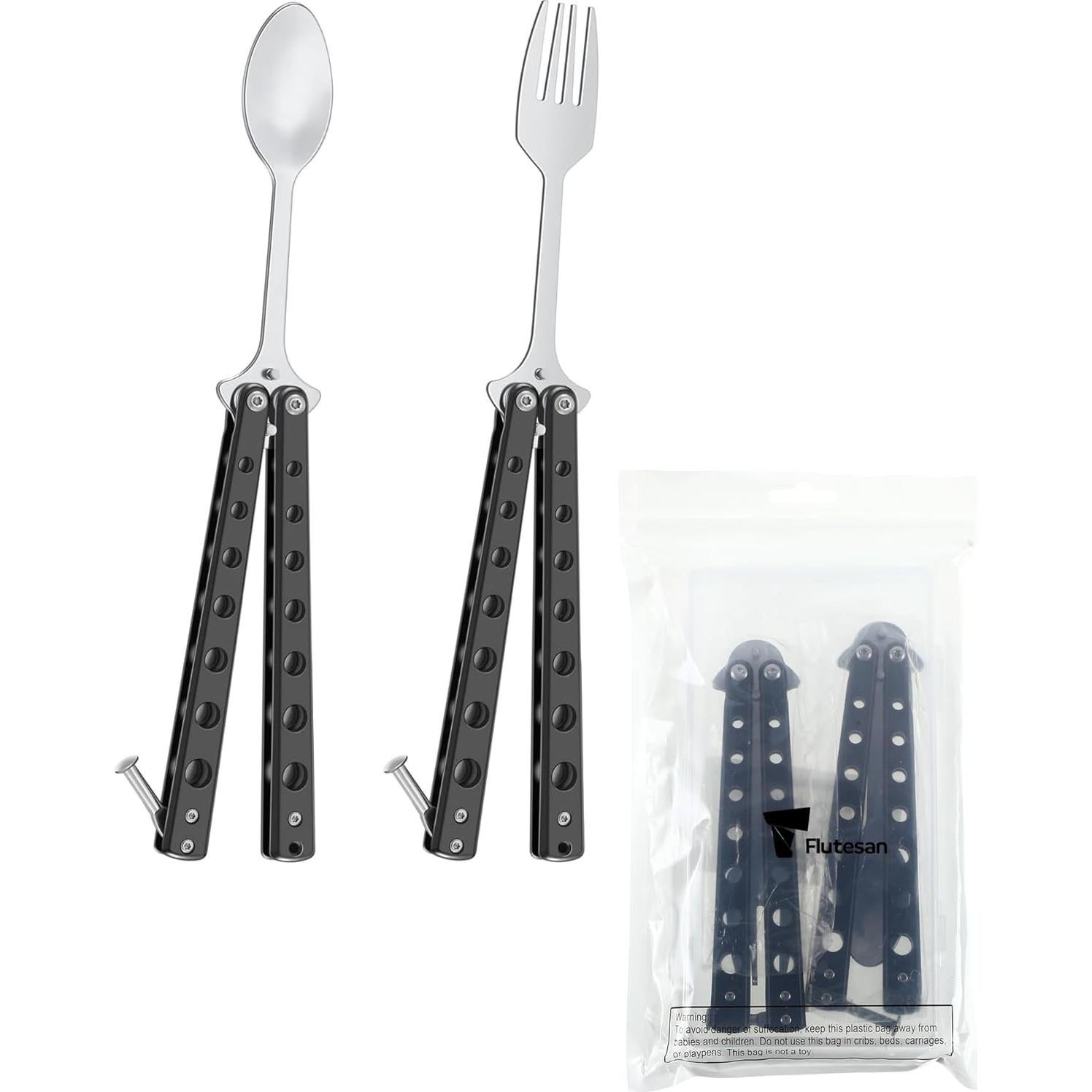 Juego de Cuchara y Tenedor Mariposa Flutesan - Acero Inoxidable