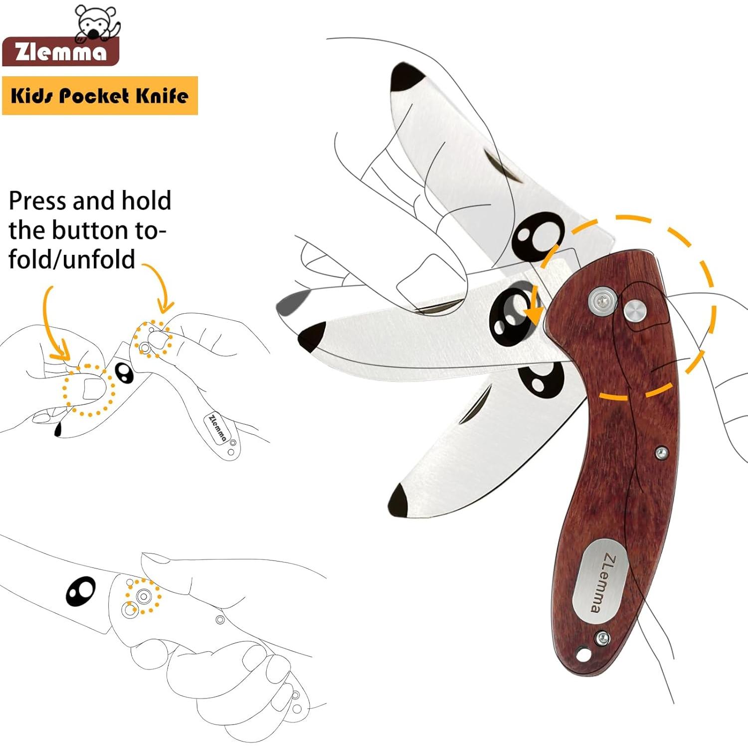 Cuchillo de bolsillo ZLemma para niños con funda de seguridad