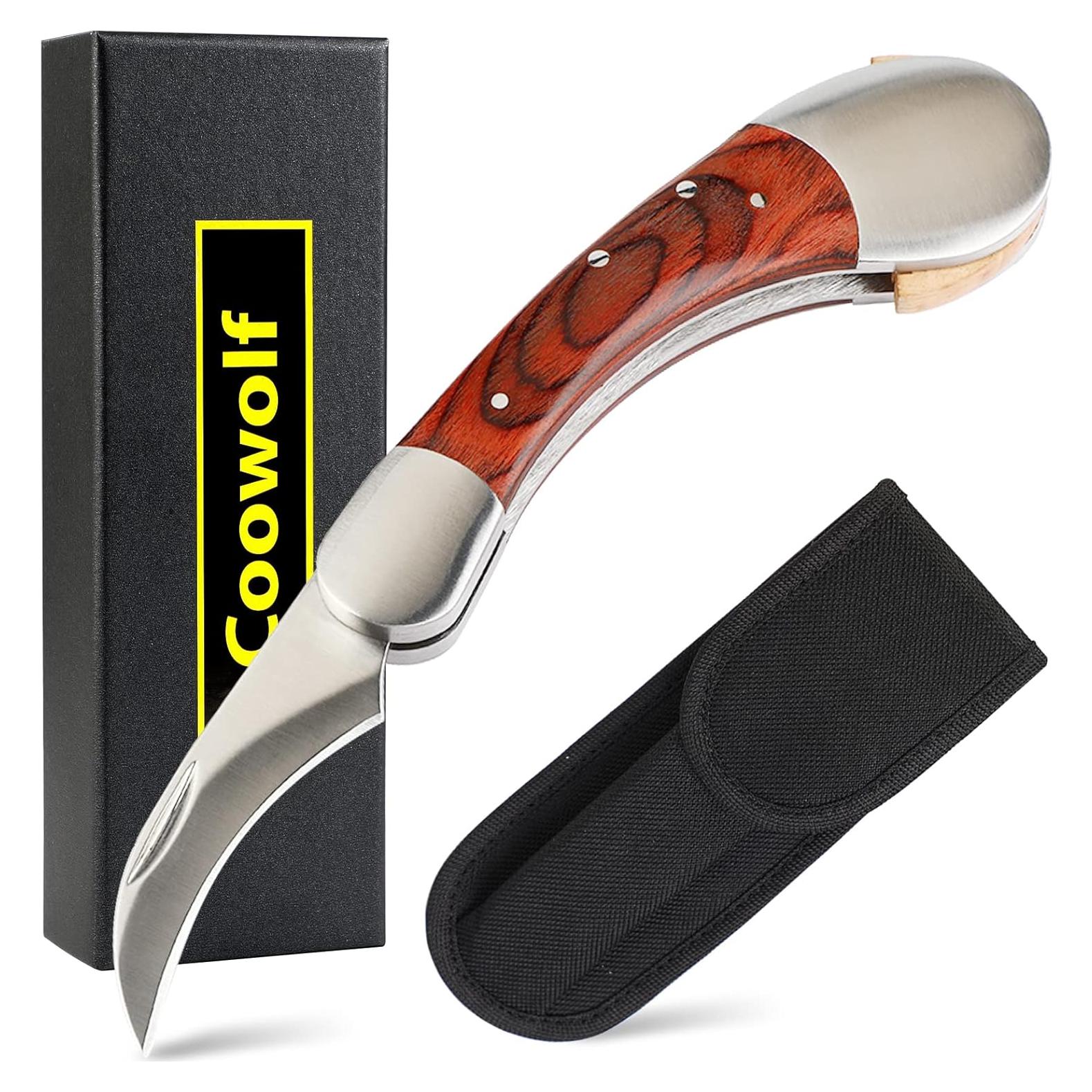 Cuchillo Plegable para Setas Coowolf con Cepillo y Funda