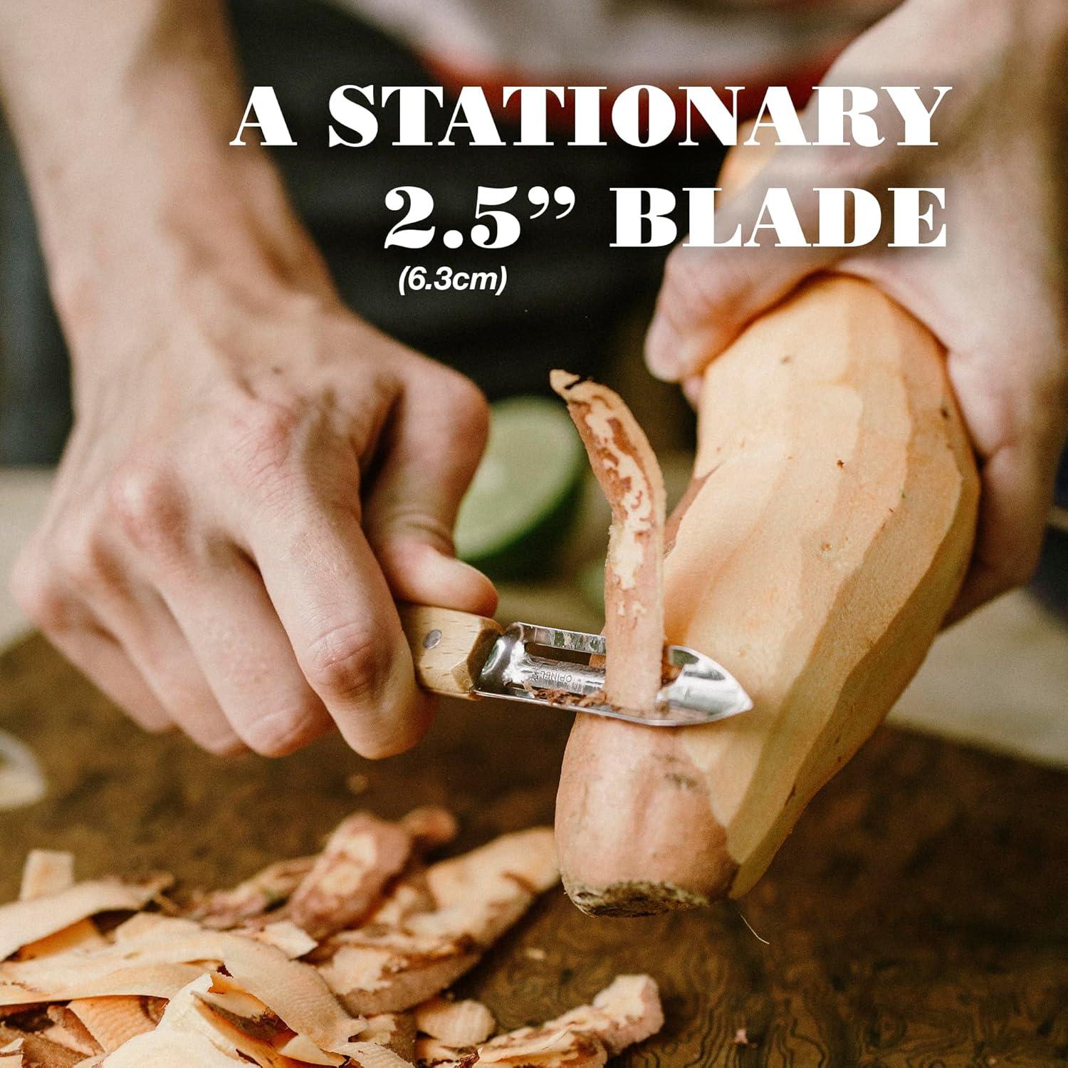 Pelador OPINEL No.115 Acero Inoxidable Mango Haya Mandarina