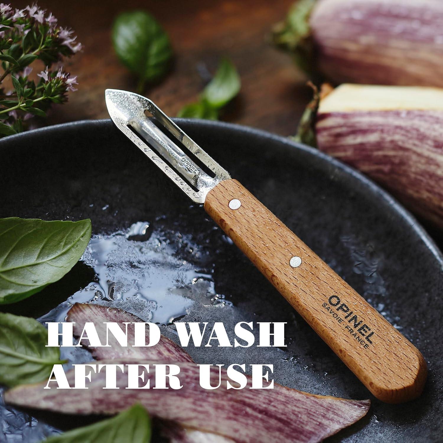 Pelador OPINEL No.115 Acero Inoxidable Mango Haya Mandarina