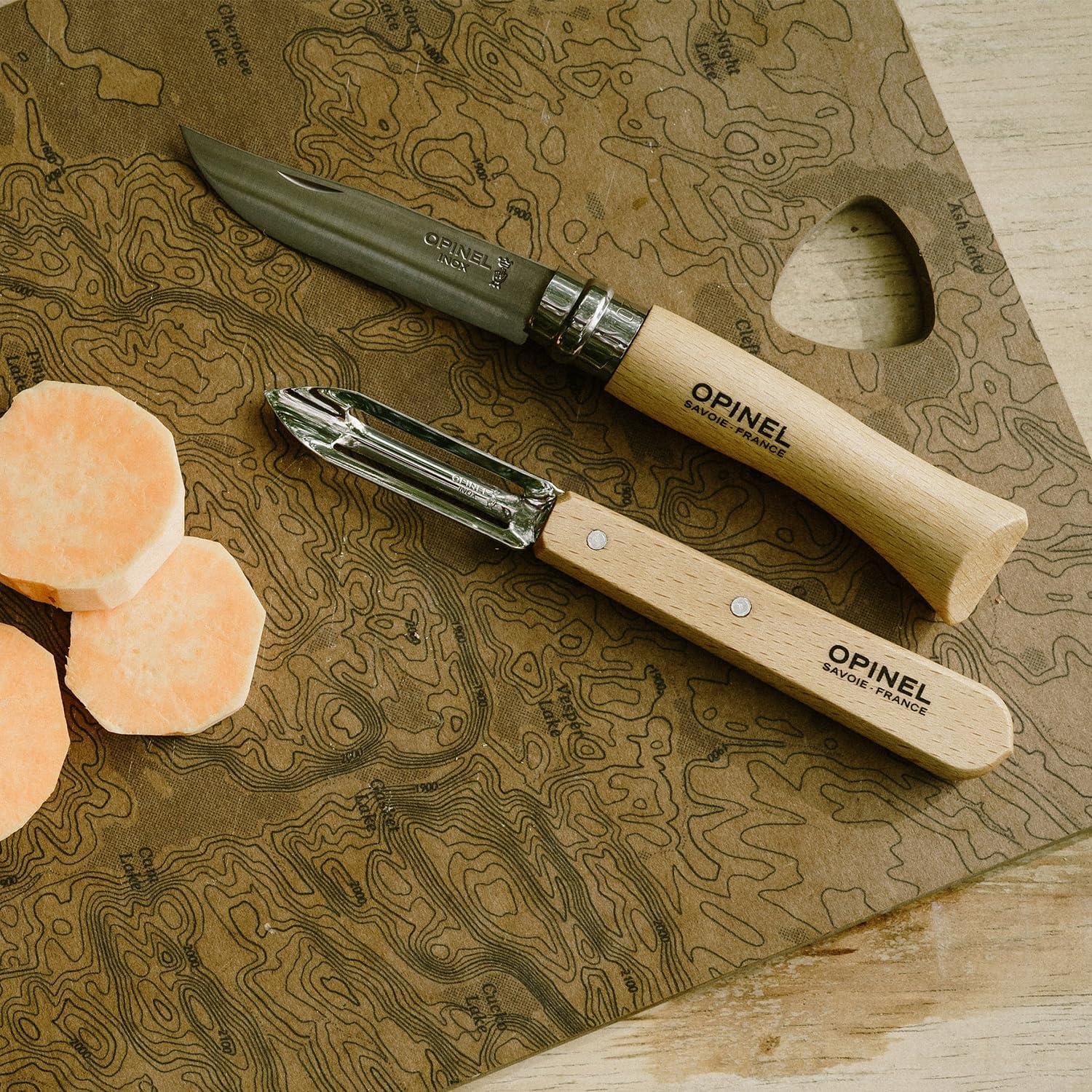 Pelador OPINEL No.115 Acero Inoxidable Mango Haya Mandarina