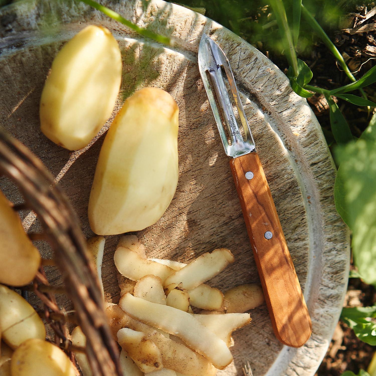 Pelador OPINEL No.115 Acero Inoxidable Mango Haya Mandarina