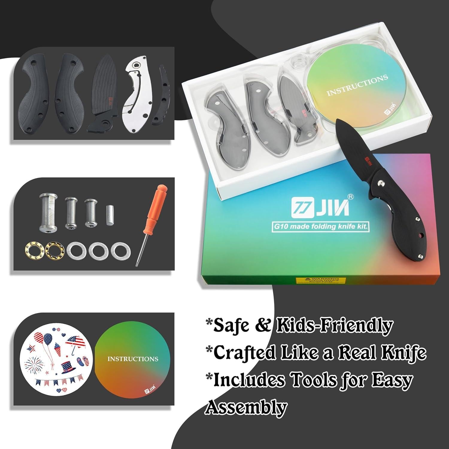 Cuchillo Plegable JIN G10 para Niños - Kit DIY Antiestrés