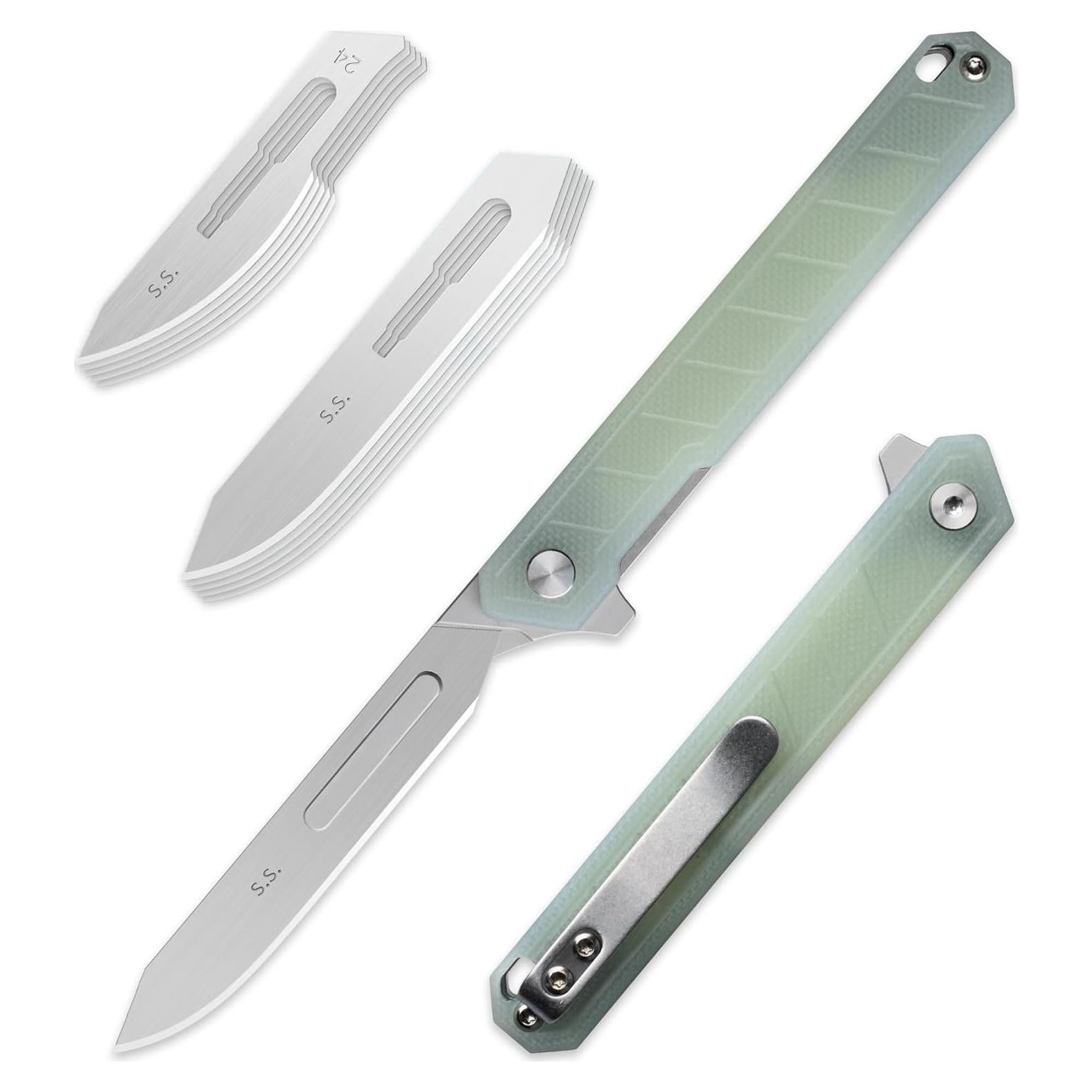 Cuchillo de bolsillo OLITANS G046 Mecha con 10 cuchillas EDC