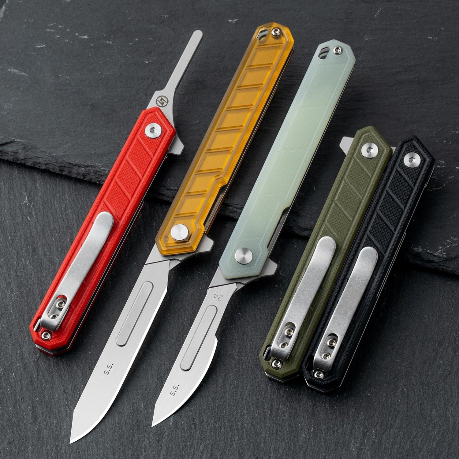 Cuchillo de bolsillo OLITANS G046 Mecha con 10 cuchillas EDC