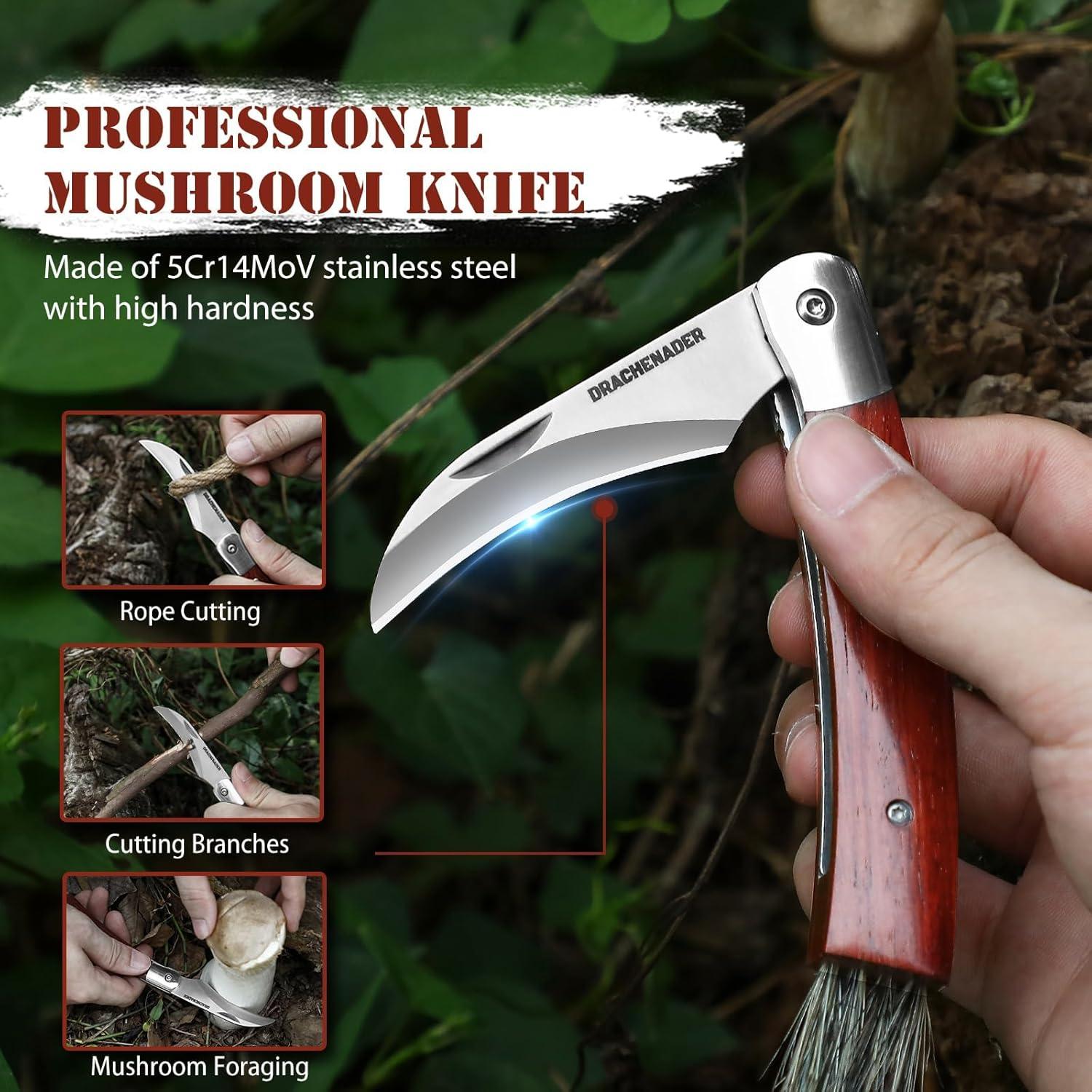 Cuchillo Plegable de Champiñones DRACHENADER N-1 con Cepillo