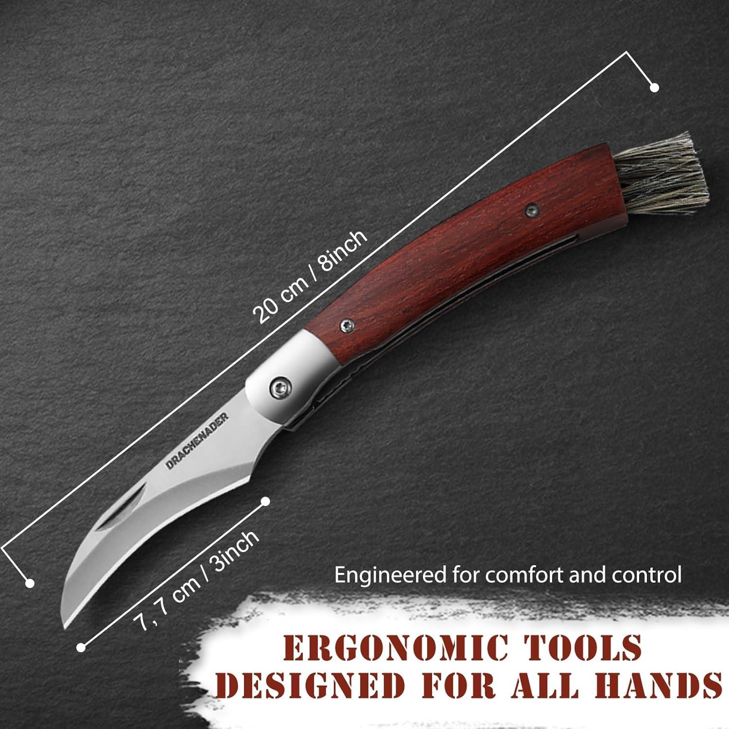 Cuchillo Plegable de Champiñones DRACHENADER N-1 con Cepillo