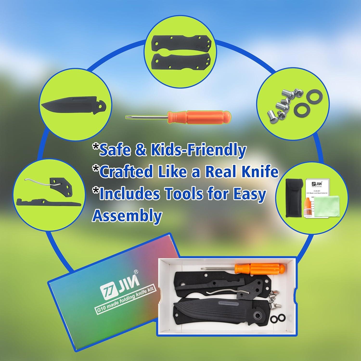 Cuchillo de Bolsillo JIN para Niños DIY G10 Desafilado 20cm