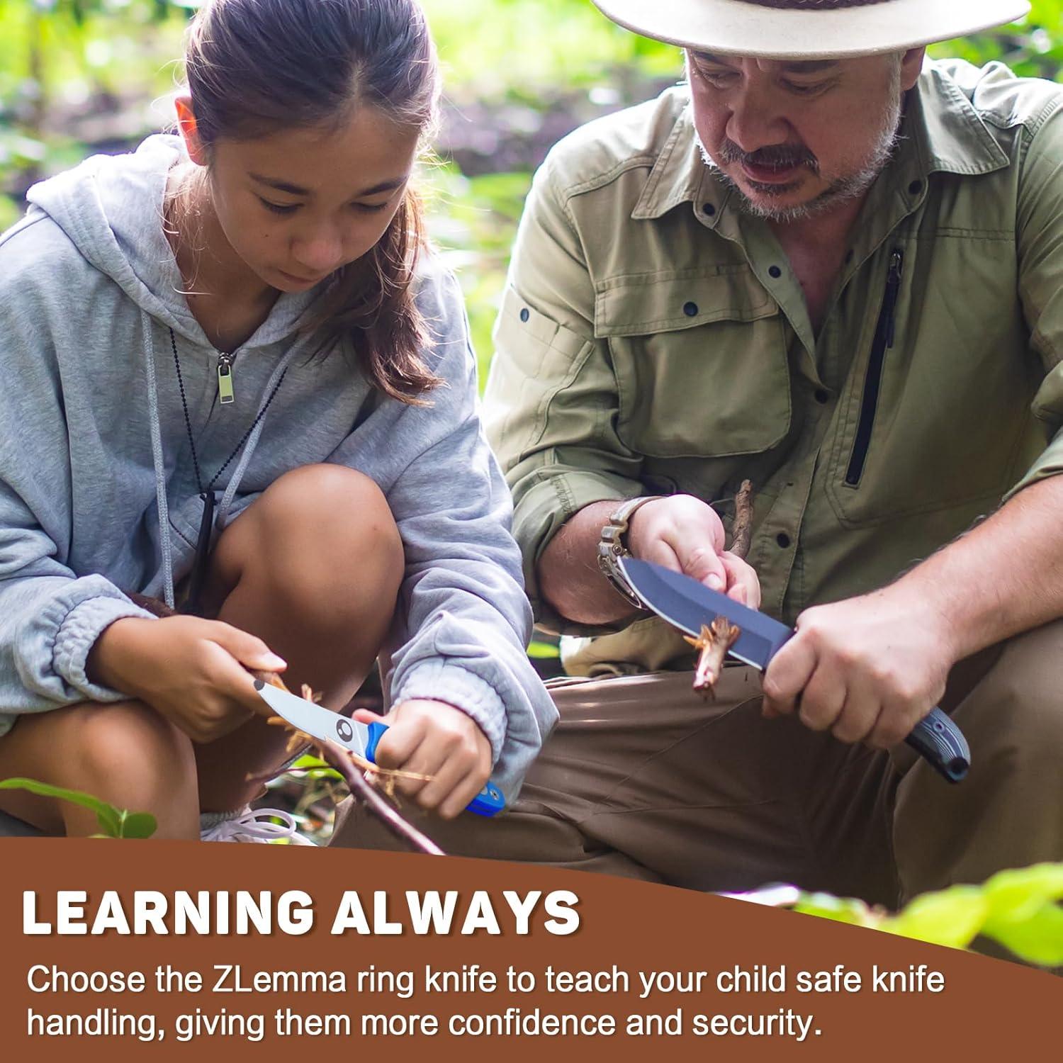 Cuchillo Scout ZLemma para Niños con Anillo Educativo y Funda