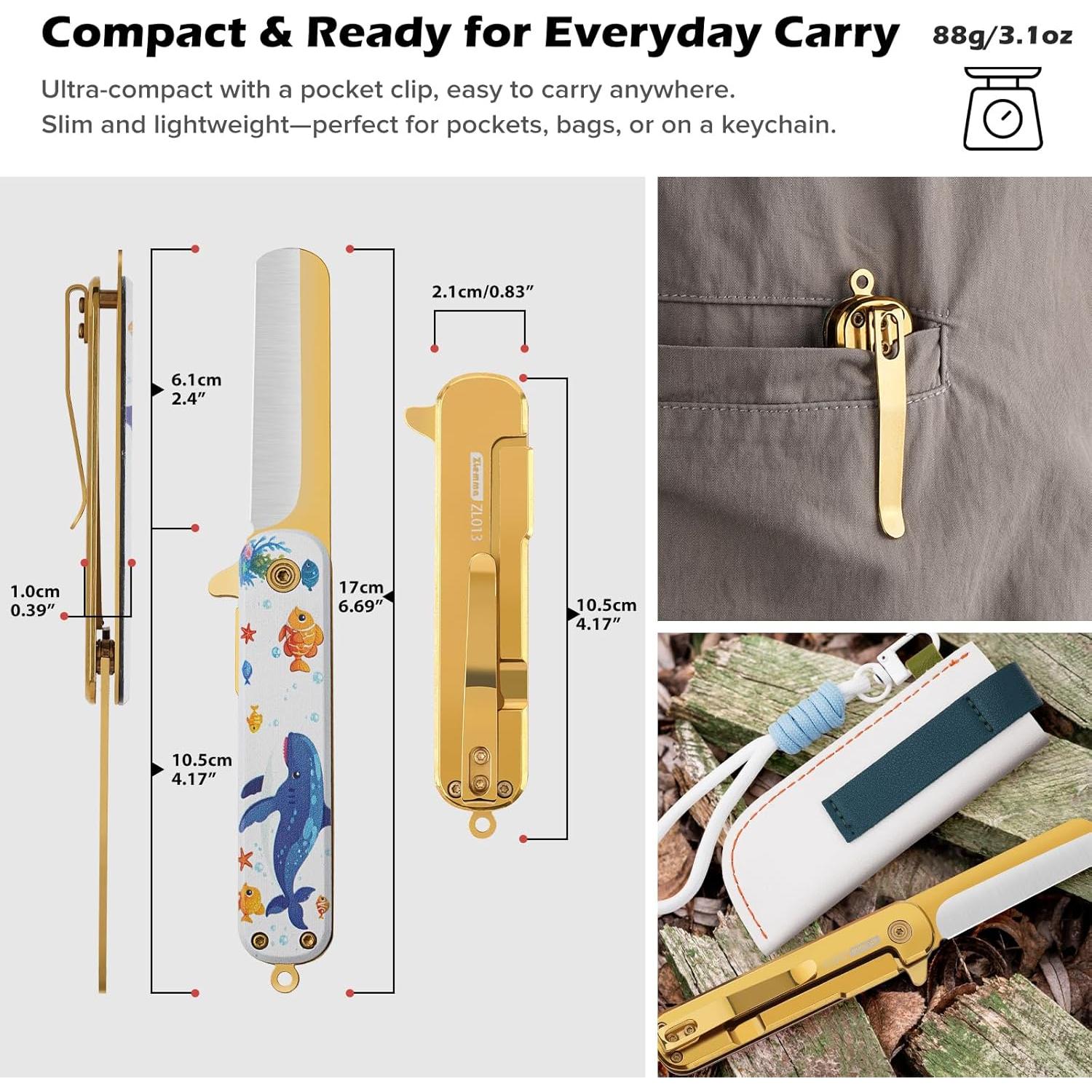 Juego de Cuchillos de Bolsillo ZLemma - Punta Redondeada, 17.5 cm