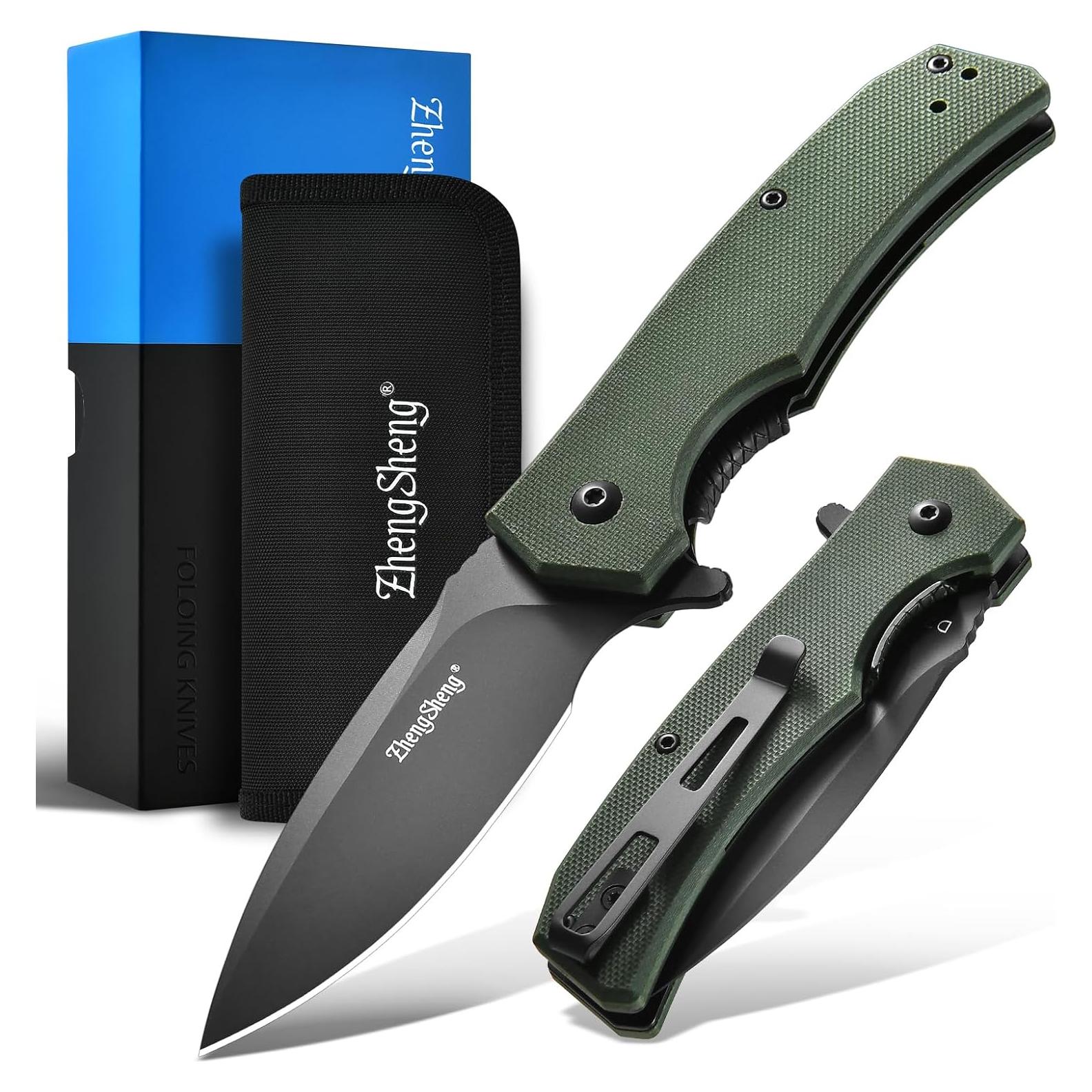 Cuchillo de bolsillo plegable ZhengSheng D2 7.37 cm verde