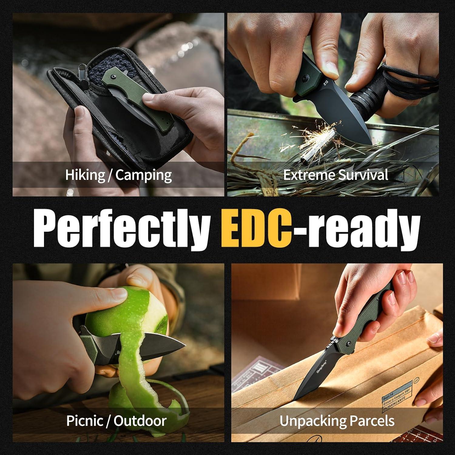 Cuchillo de bolsillo plegable ZhengSheng D2 7.37 cm verde