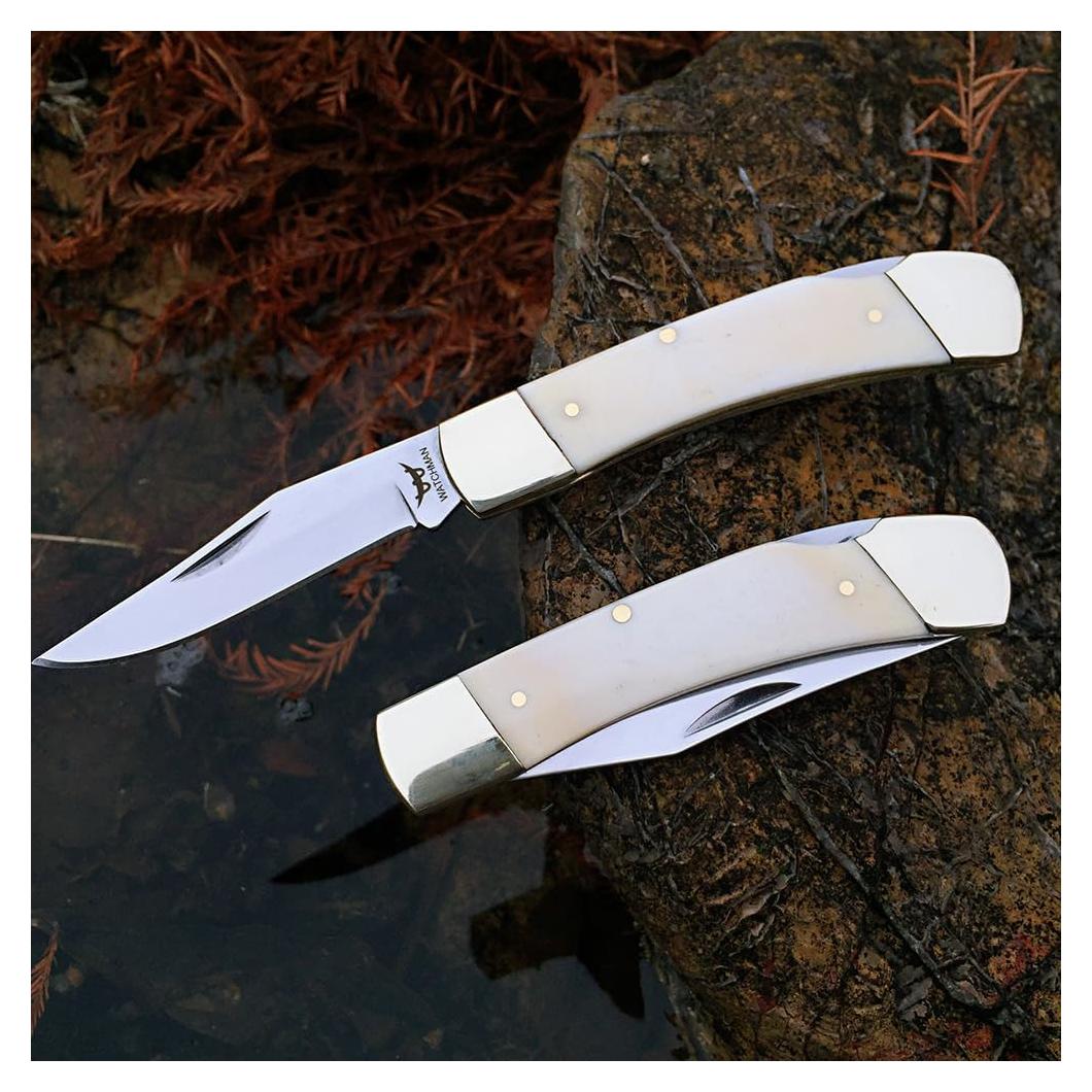 Cuchillo de bolsillo Watchman W132 con mango de hueso blanco