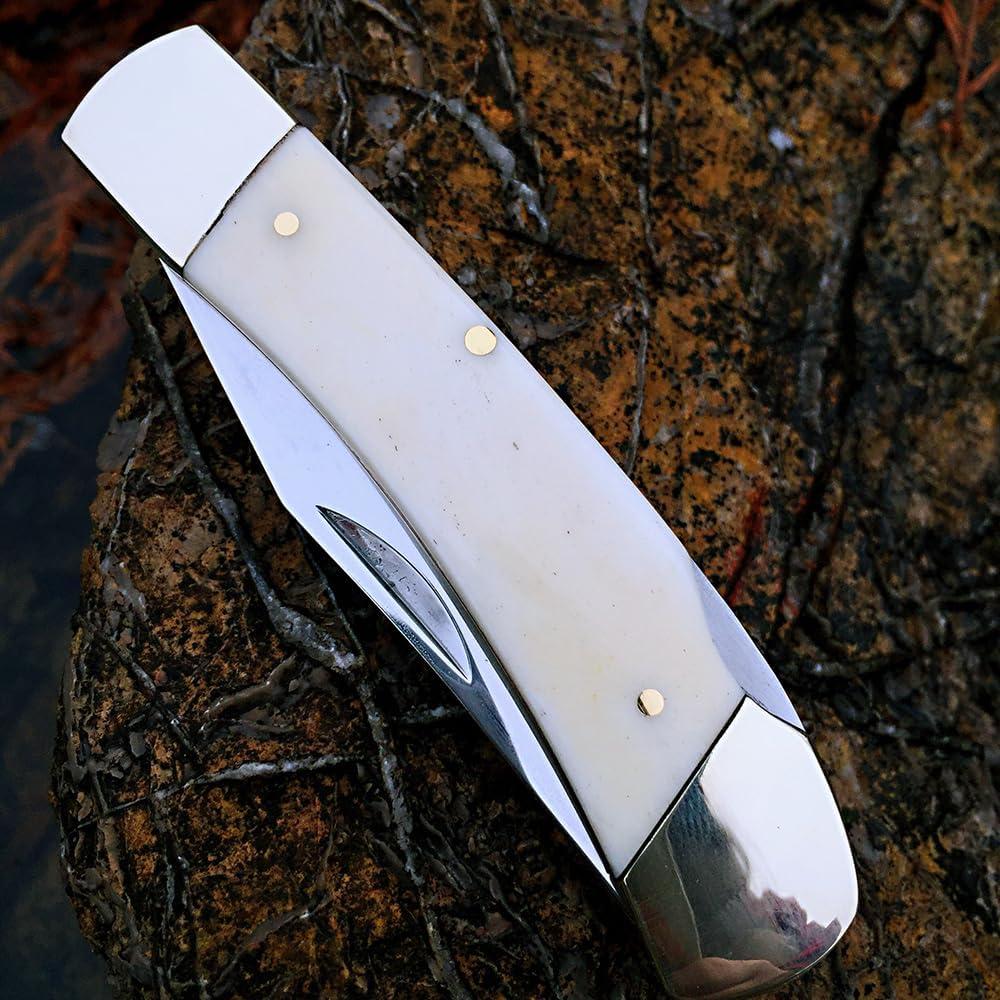 Cuchillo de bolsillo Watchman W132 con mango de hueso blanco