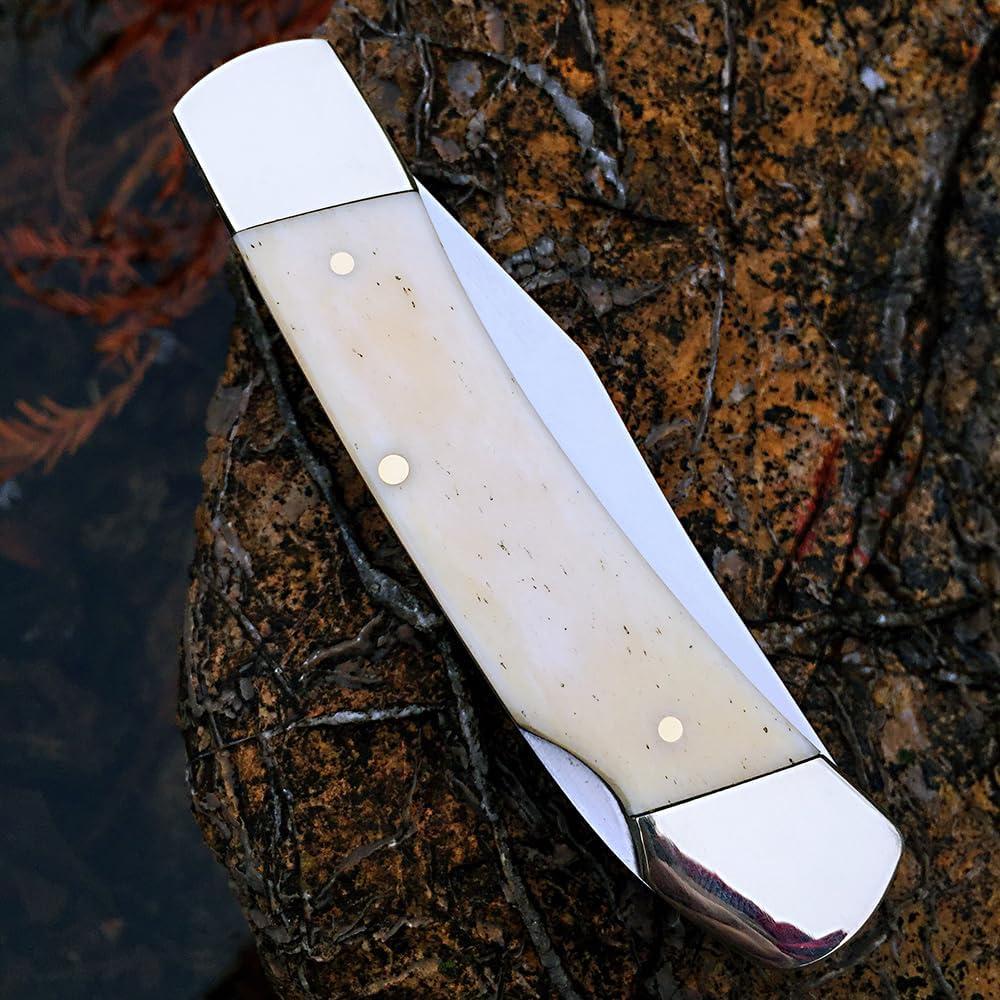 Cuchillo de bolsillo Watchman W132 con mango de hueso blanco