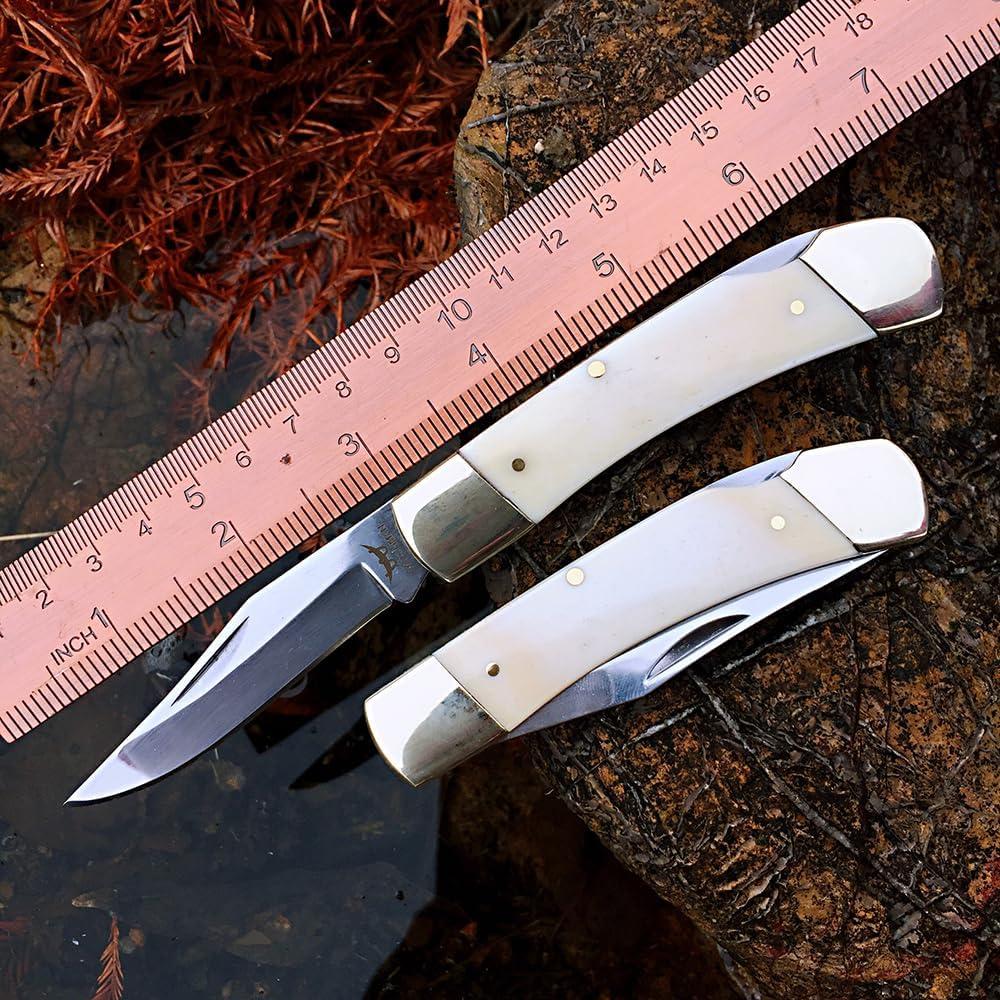 Cuchillo de bolsillo Watchman W132 con mango de hueso blanco