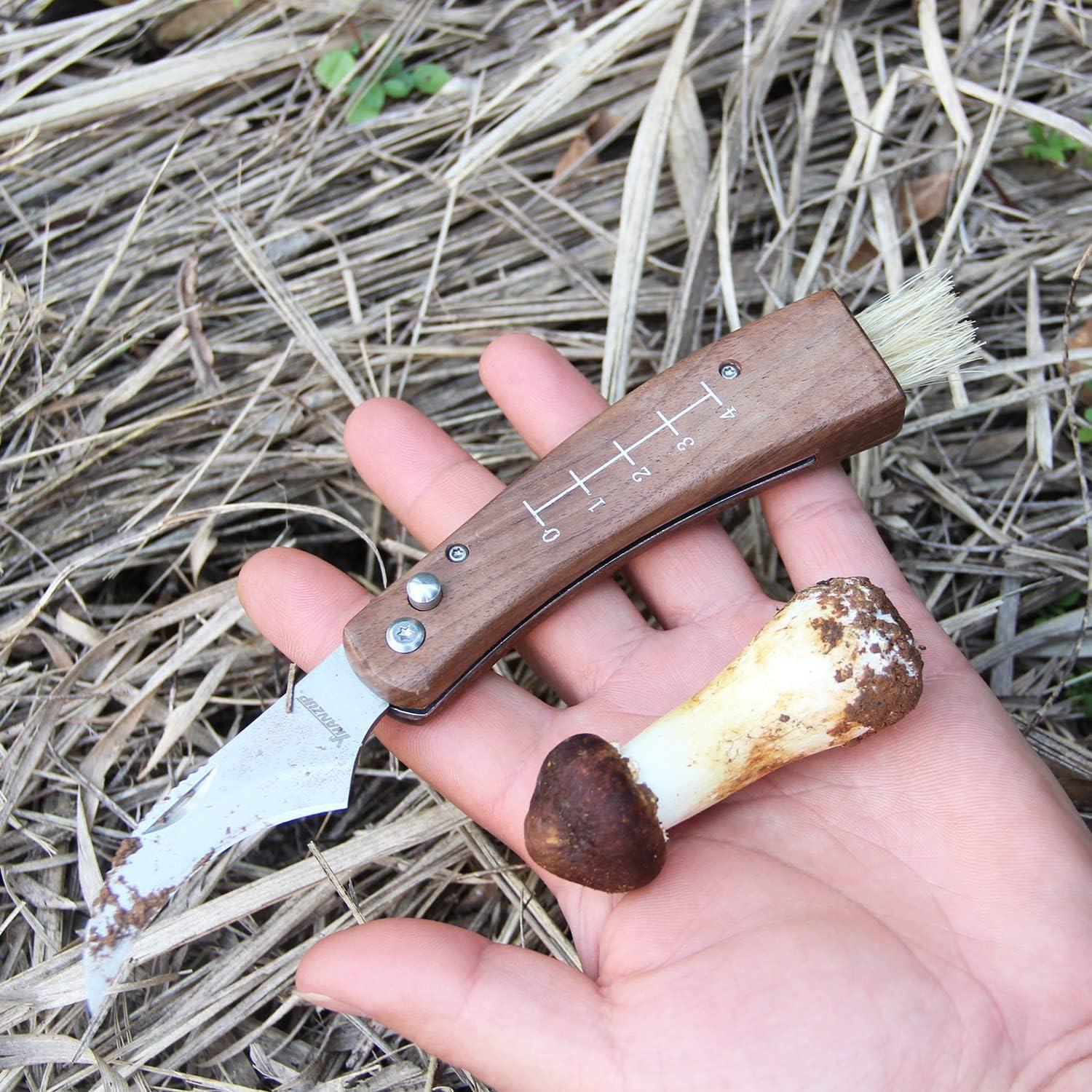 Cuchillo de Champiñón Plegable HANZIUP con Cepillo y Funda