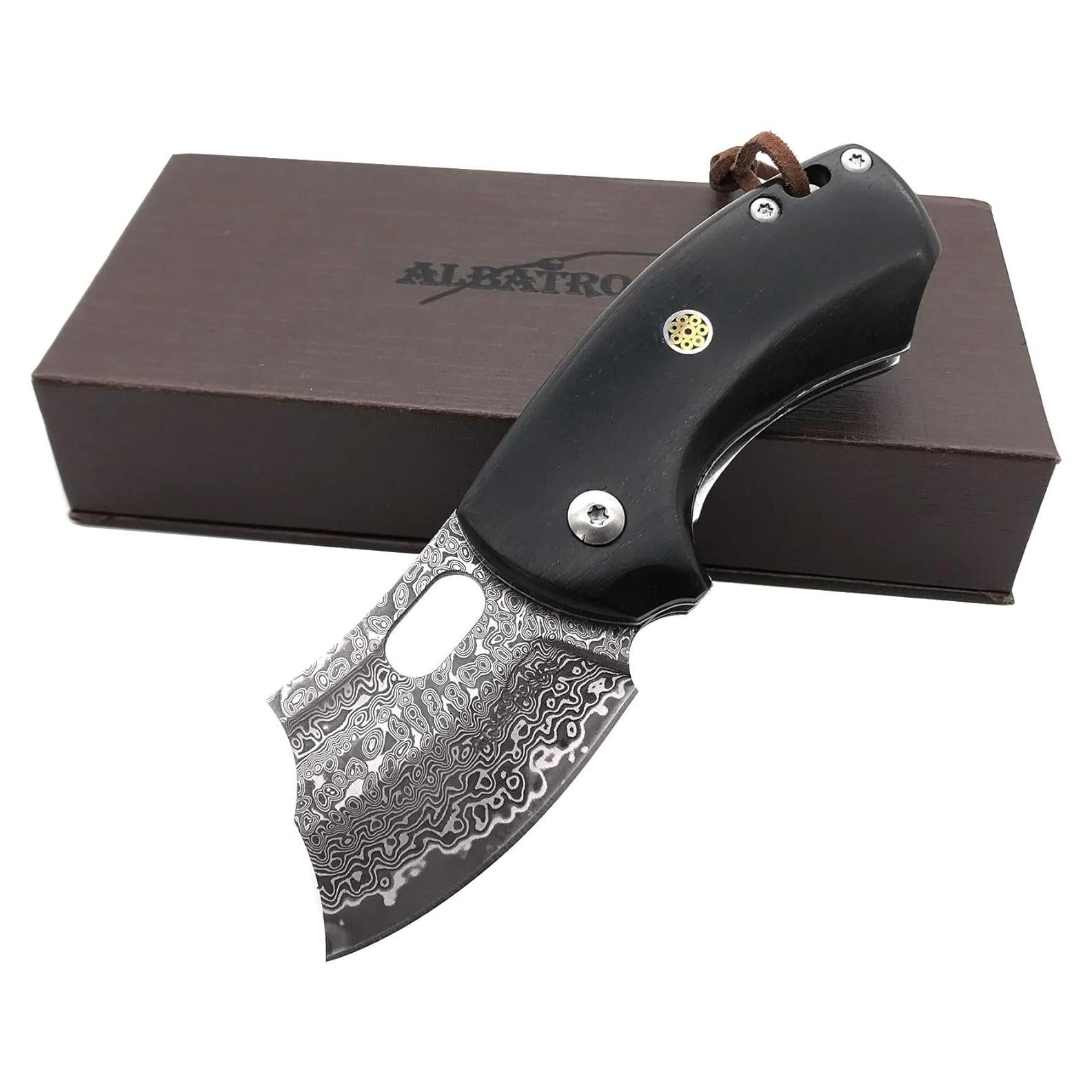 Cuchillo Plegable ALBATROSS HGDK024 Damasco 50mm Ébano